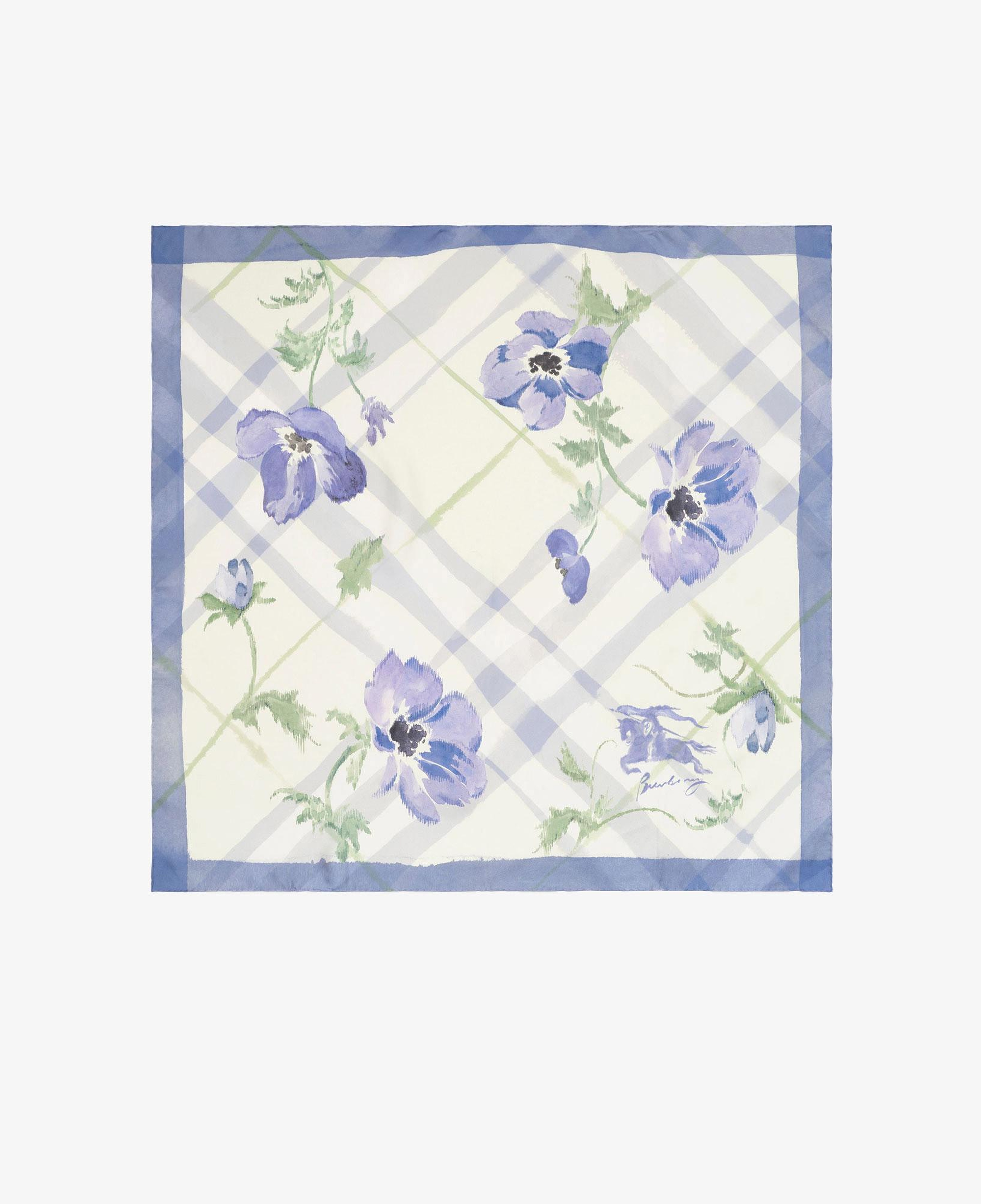 Burberry Watercolour Check Silk Kadın Mavi Eşarp