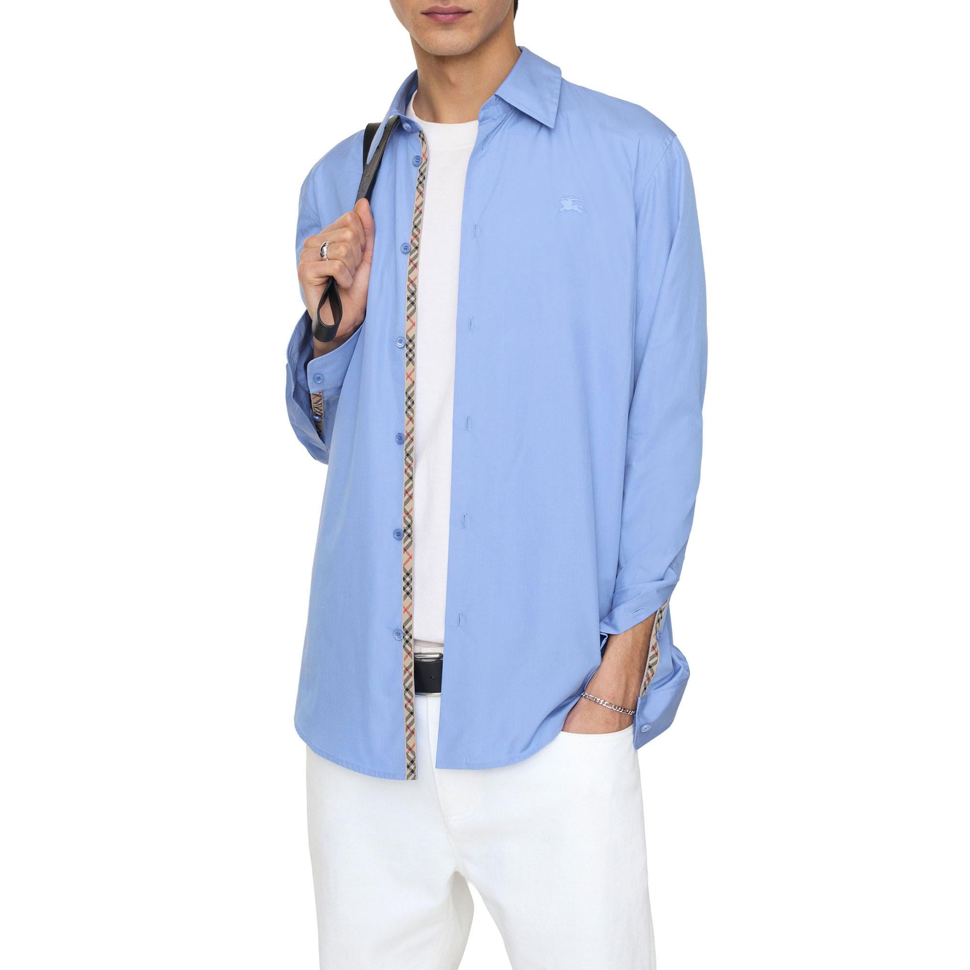 Burberry Regular Fit Cotton Poplin Erkek Mavi Gömlek