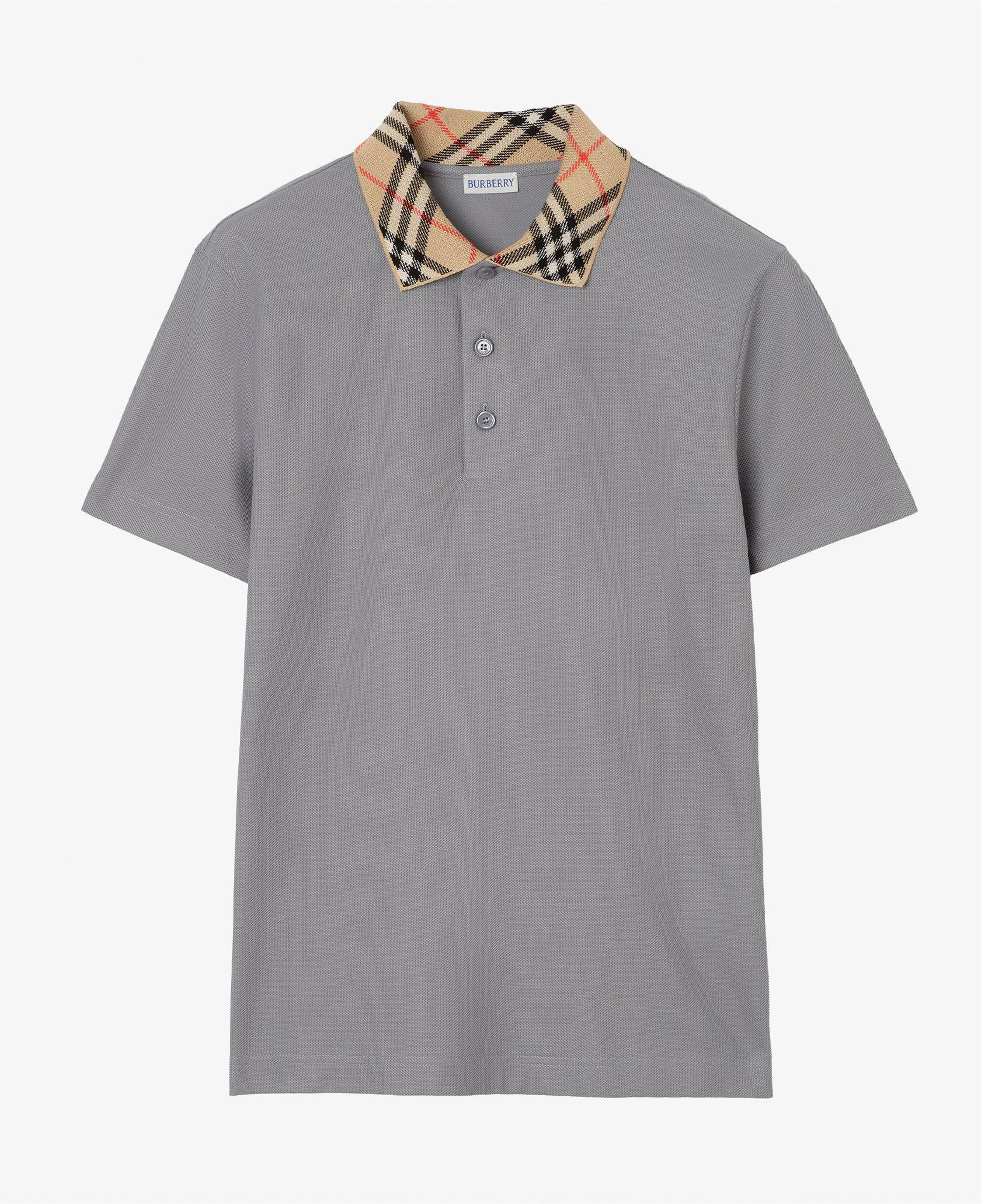 Burberry Check Collar Cotton Erkek Gri Polo