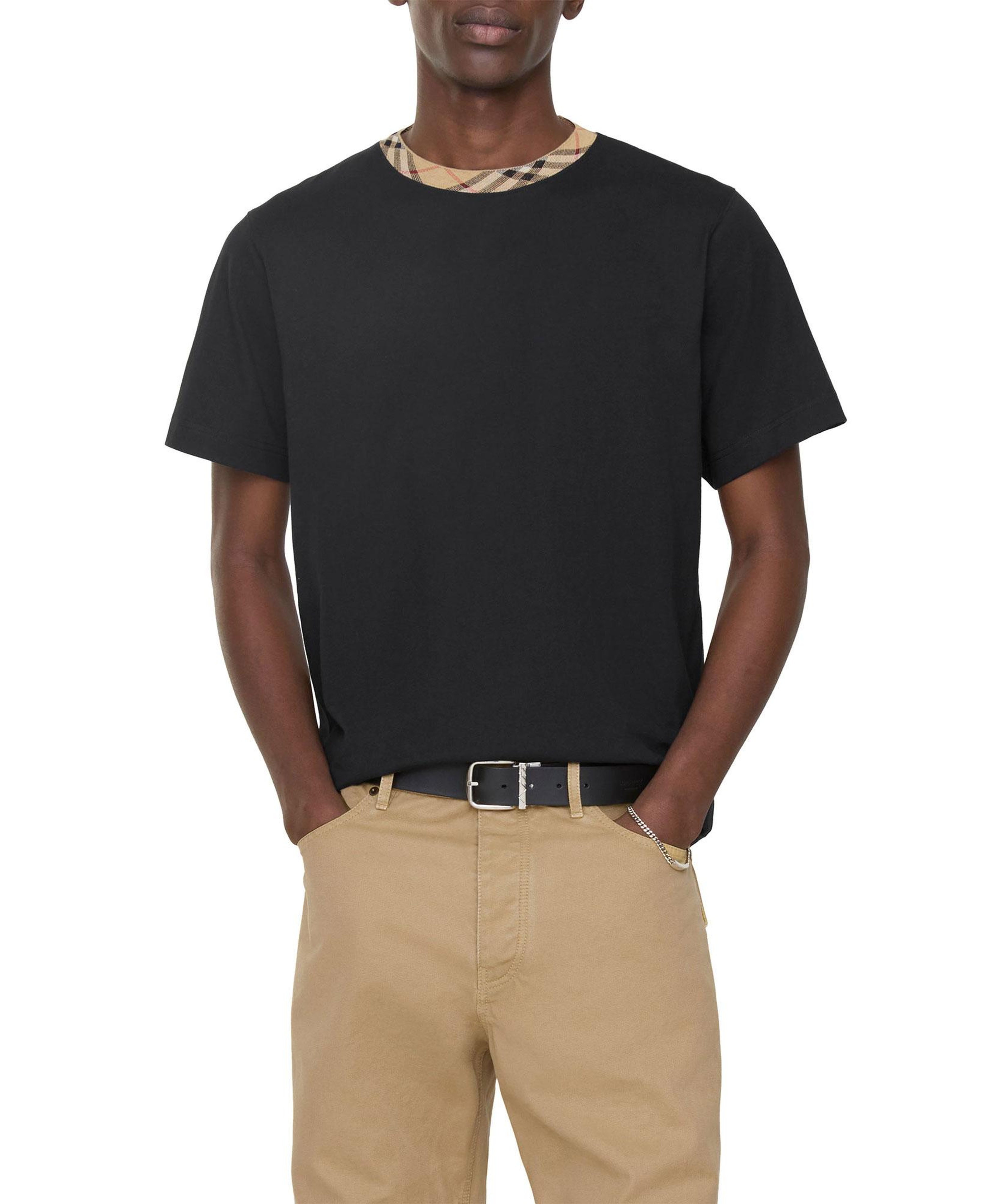 Burberry Check Trim Cotton Erkek Siyah T-Shirt