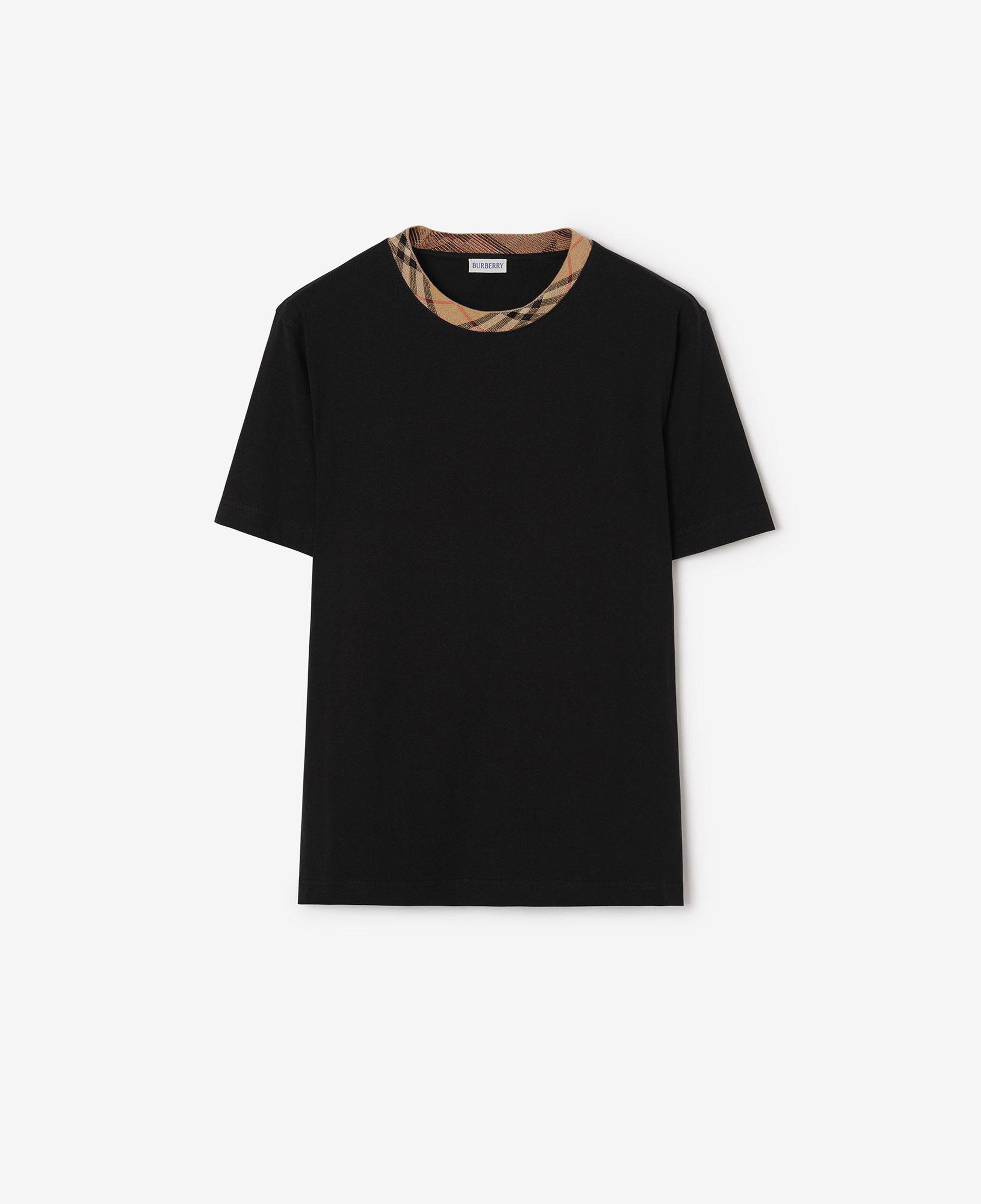Burberry Check Trim Cotton Erkek Siyah T-Shirt