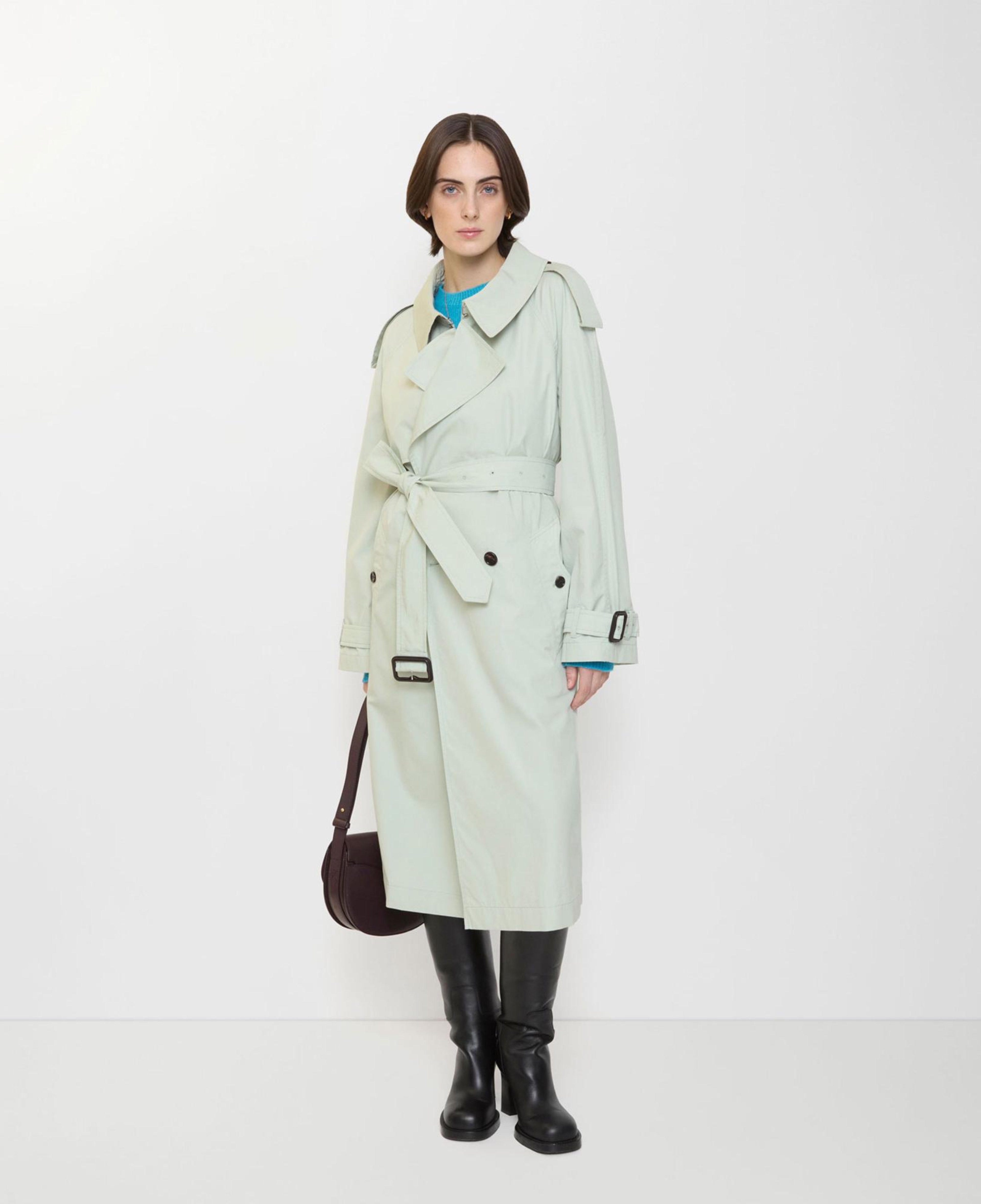 Burberry Long Lightweight Cotton Fitzrovia Kadın Yeşil Trençkot