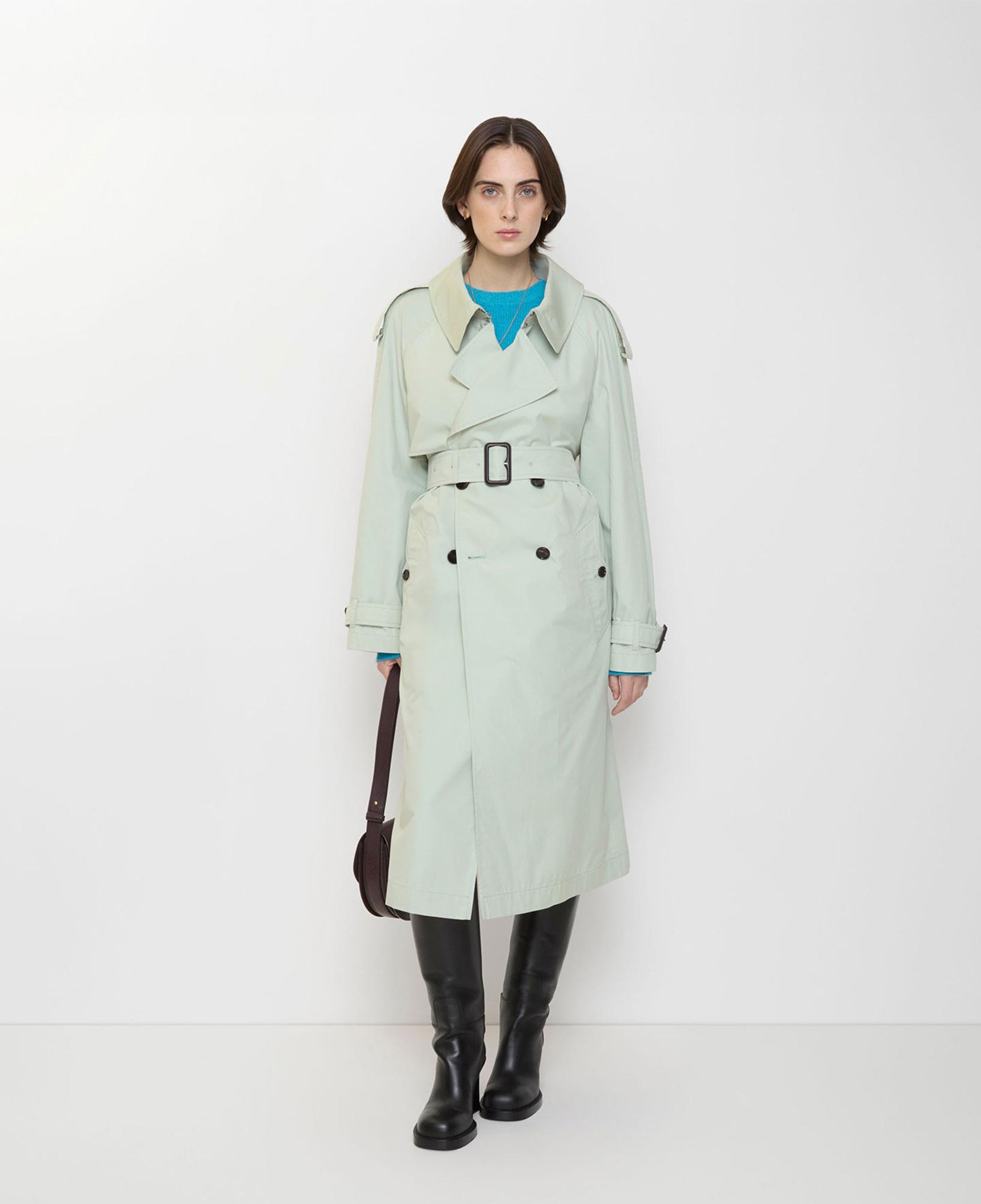 Burberry Long Lightweight Cotton Fitzrovia Kadın Yeşil Trençkot