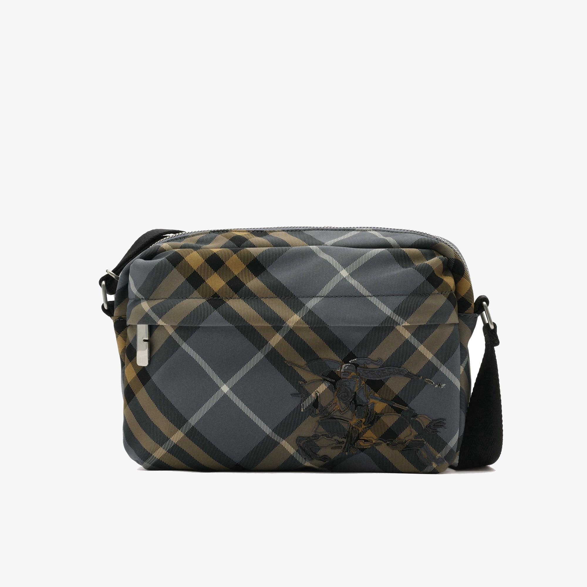 Burberry Small Check Crossbody Erkek Mavi Omuz Çantası