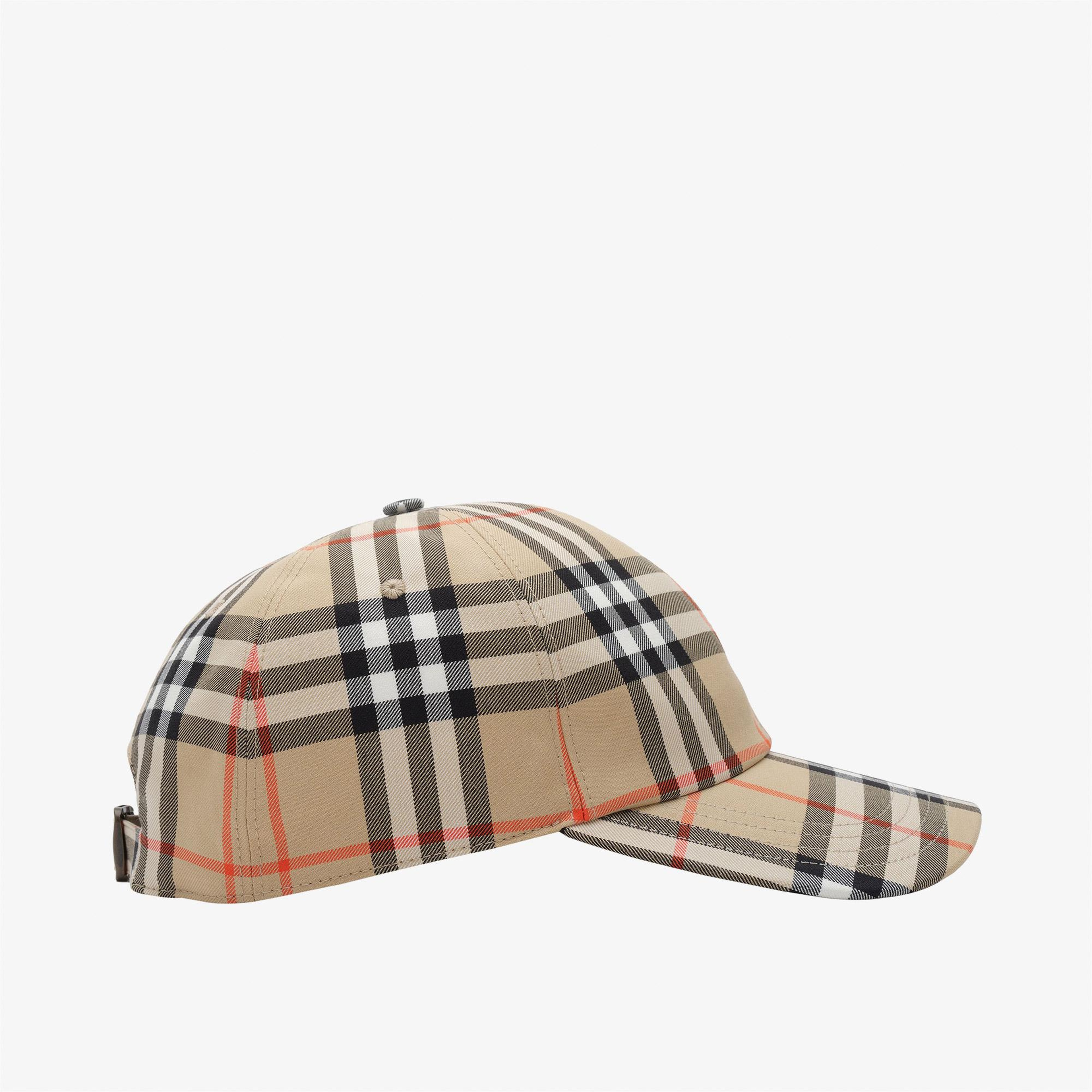 Burberry Check Cotton Baseball Erkek Bej Şapka