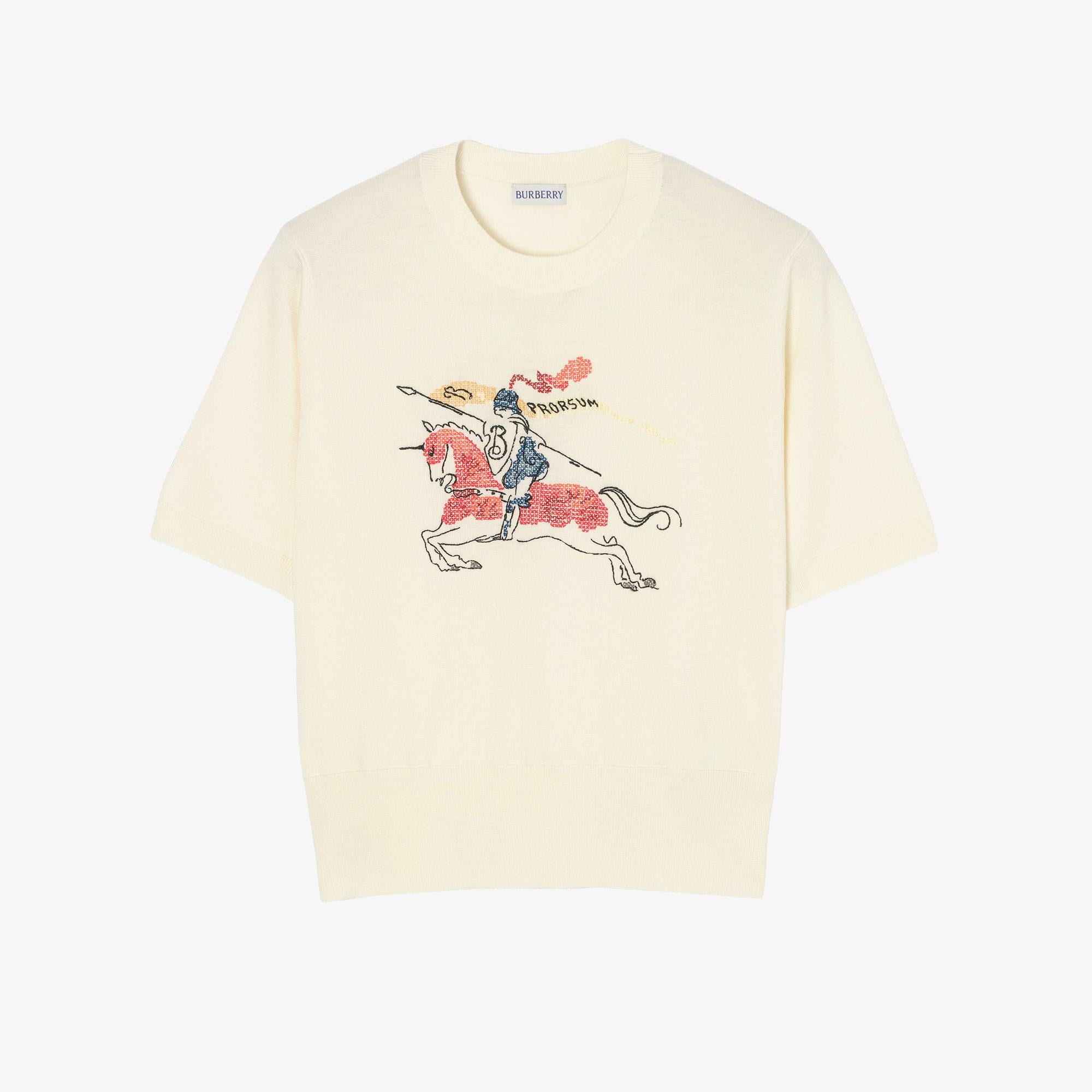 Burberry Cross Stitch Ekd Wool Kadın Beyaz Trıko