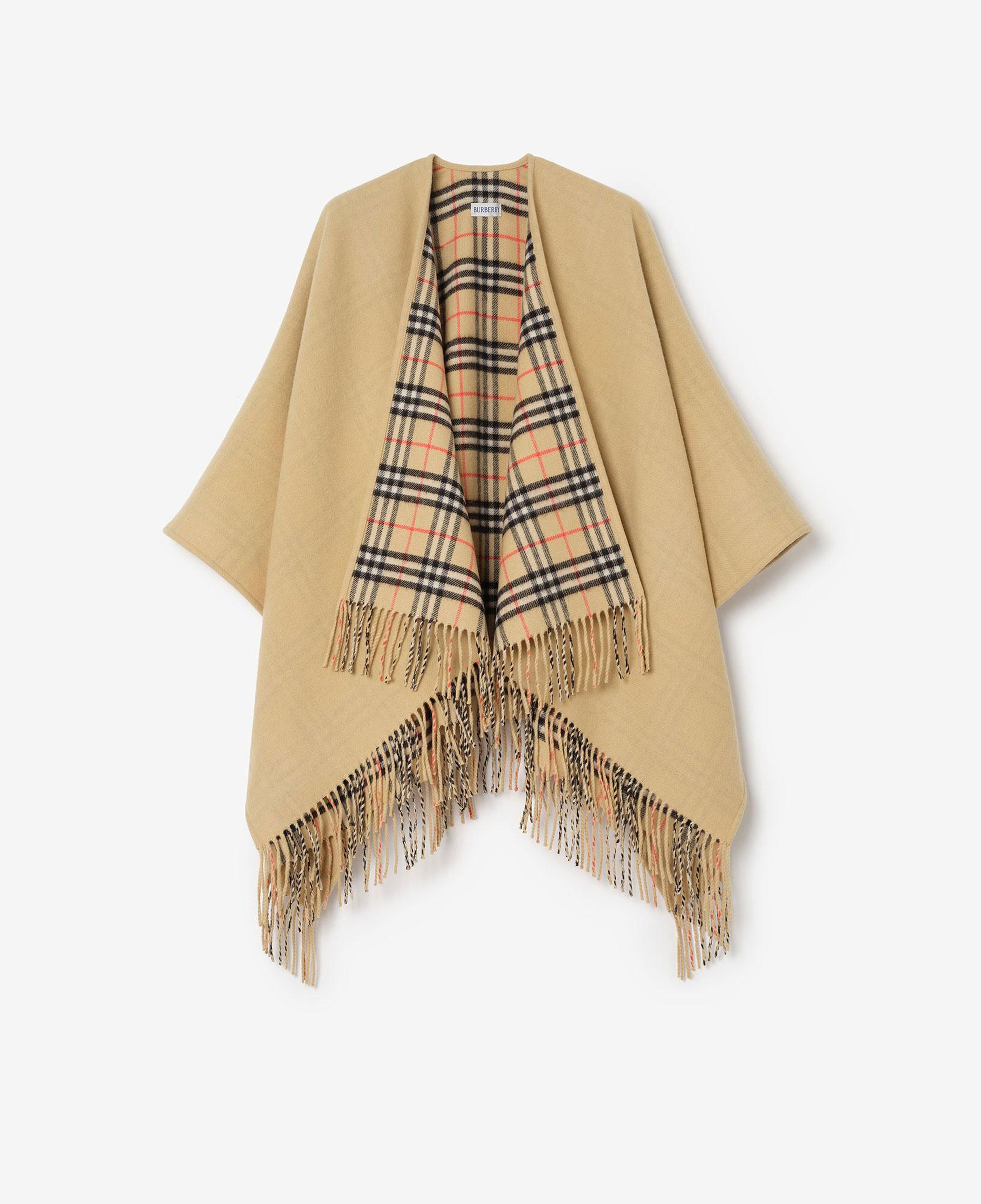 Burberry Reversible Check Wool Kadın Bej Panço