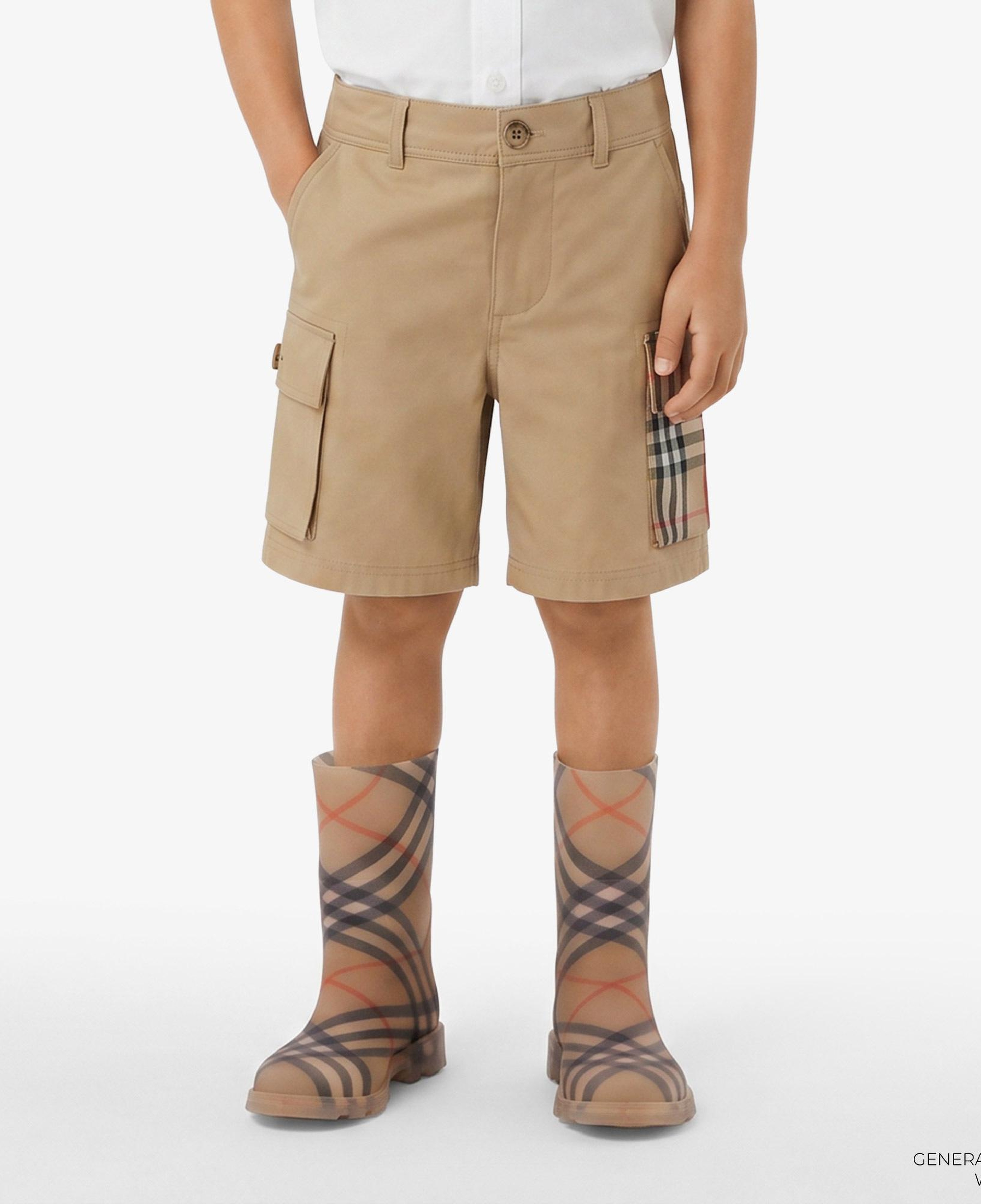 Burberry Check Trim Cotton Cargo Çocuk Bej Şort