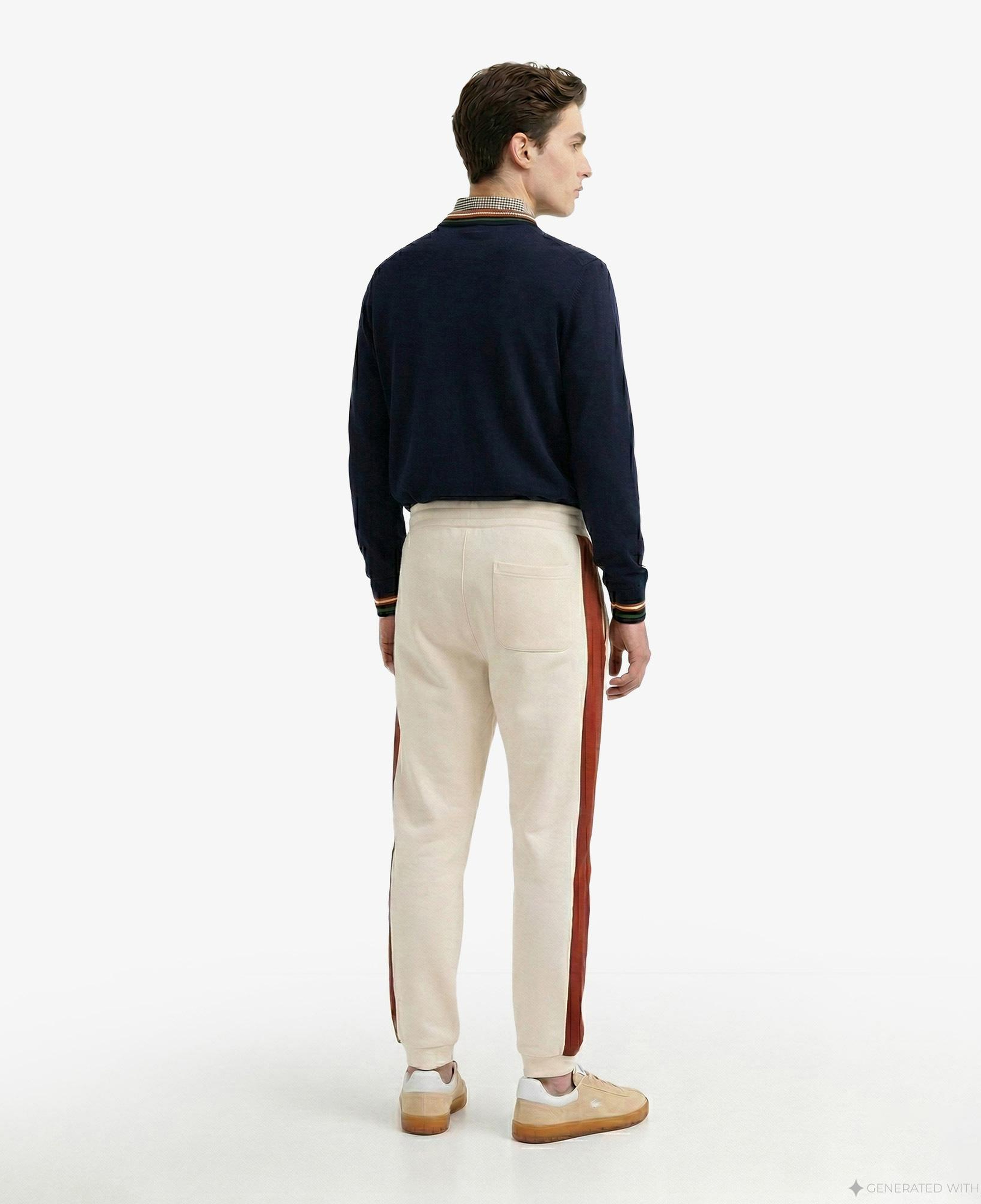 Lacoste Erkek Tapered Fit Renk Bloklu Krem Eşofman Altı