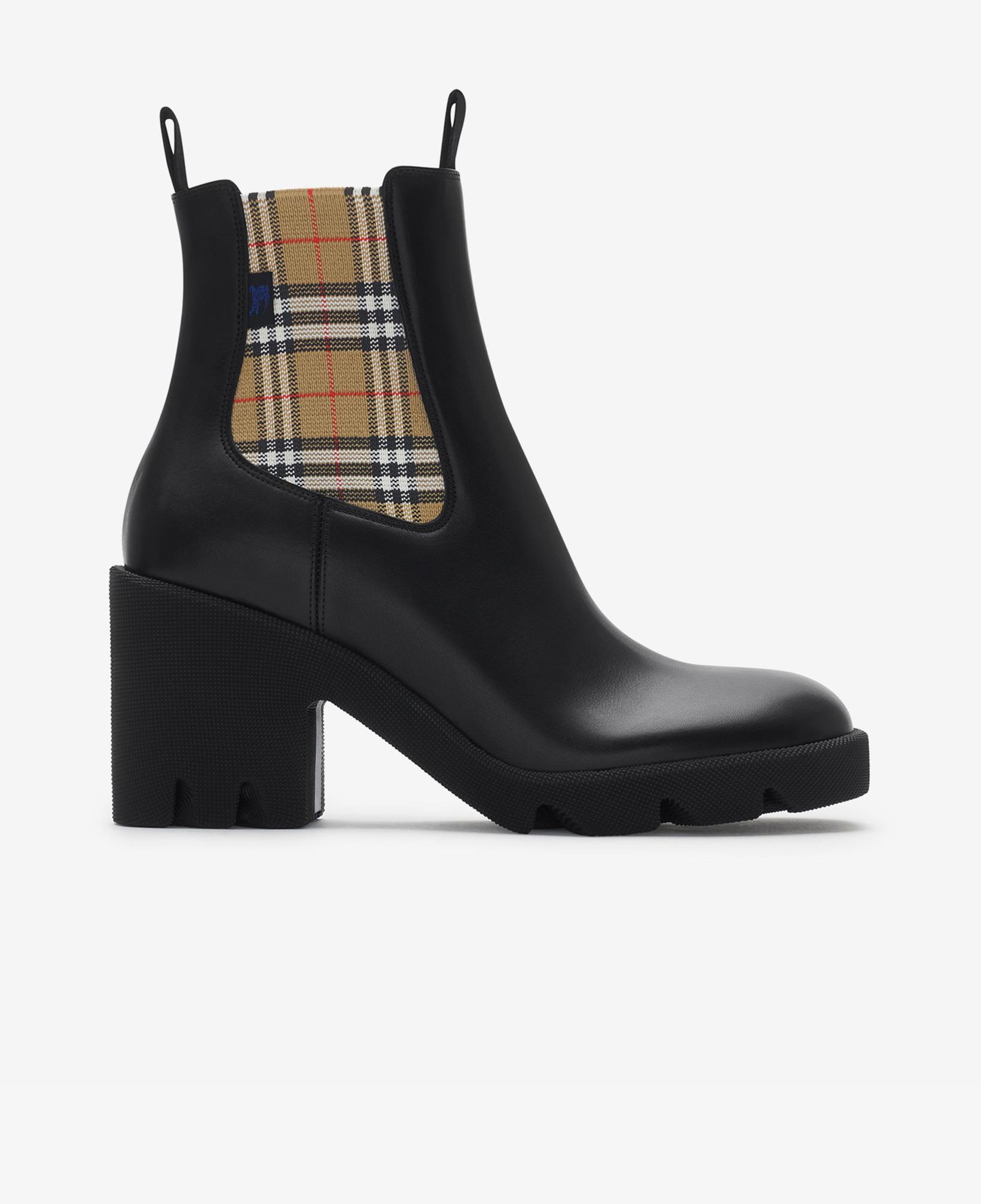 Burberry Leather Stride Chelsea Kadın Siyah Bot