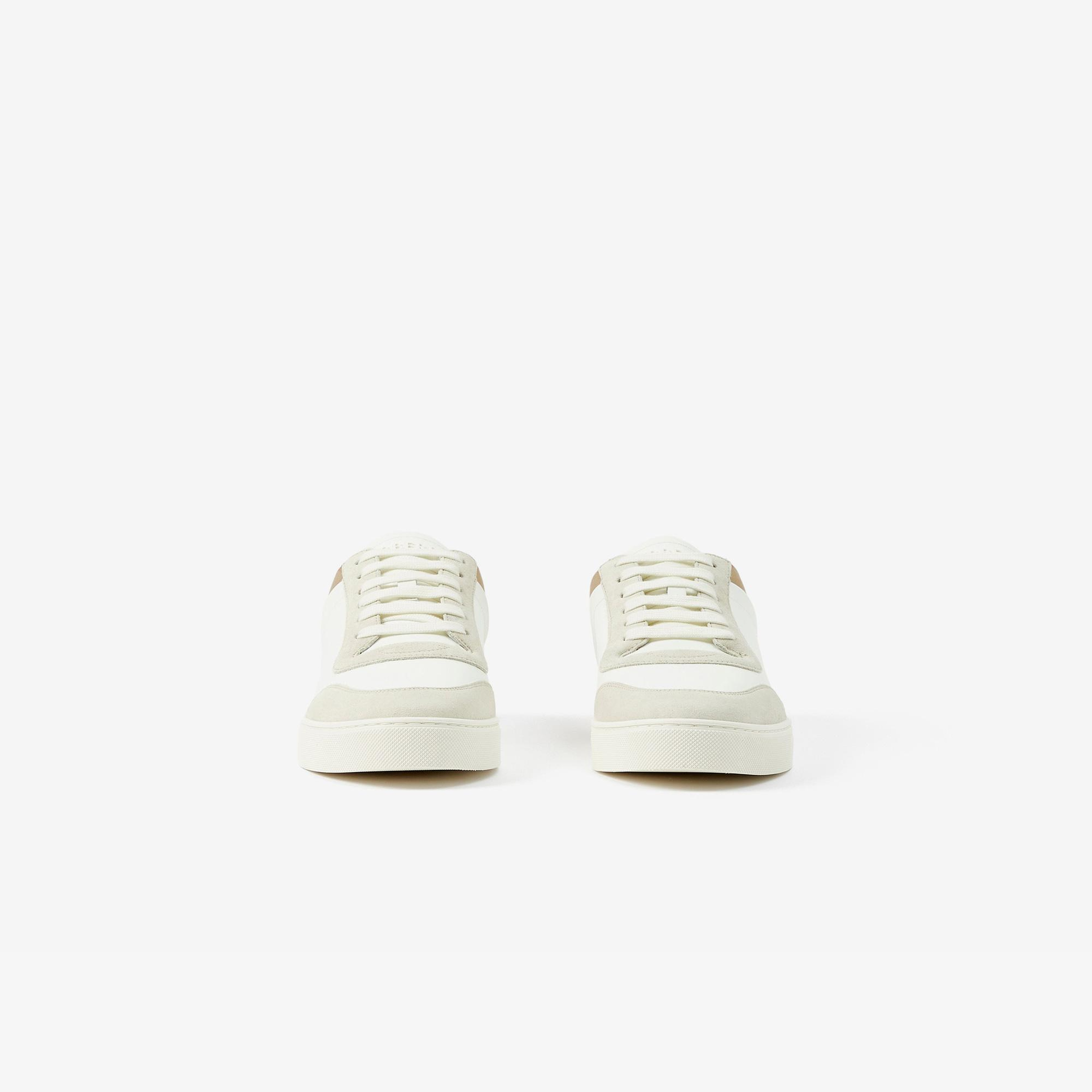 Burberry Leather, Suede and Check Erkek Beyaz Sneaker