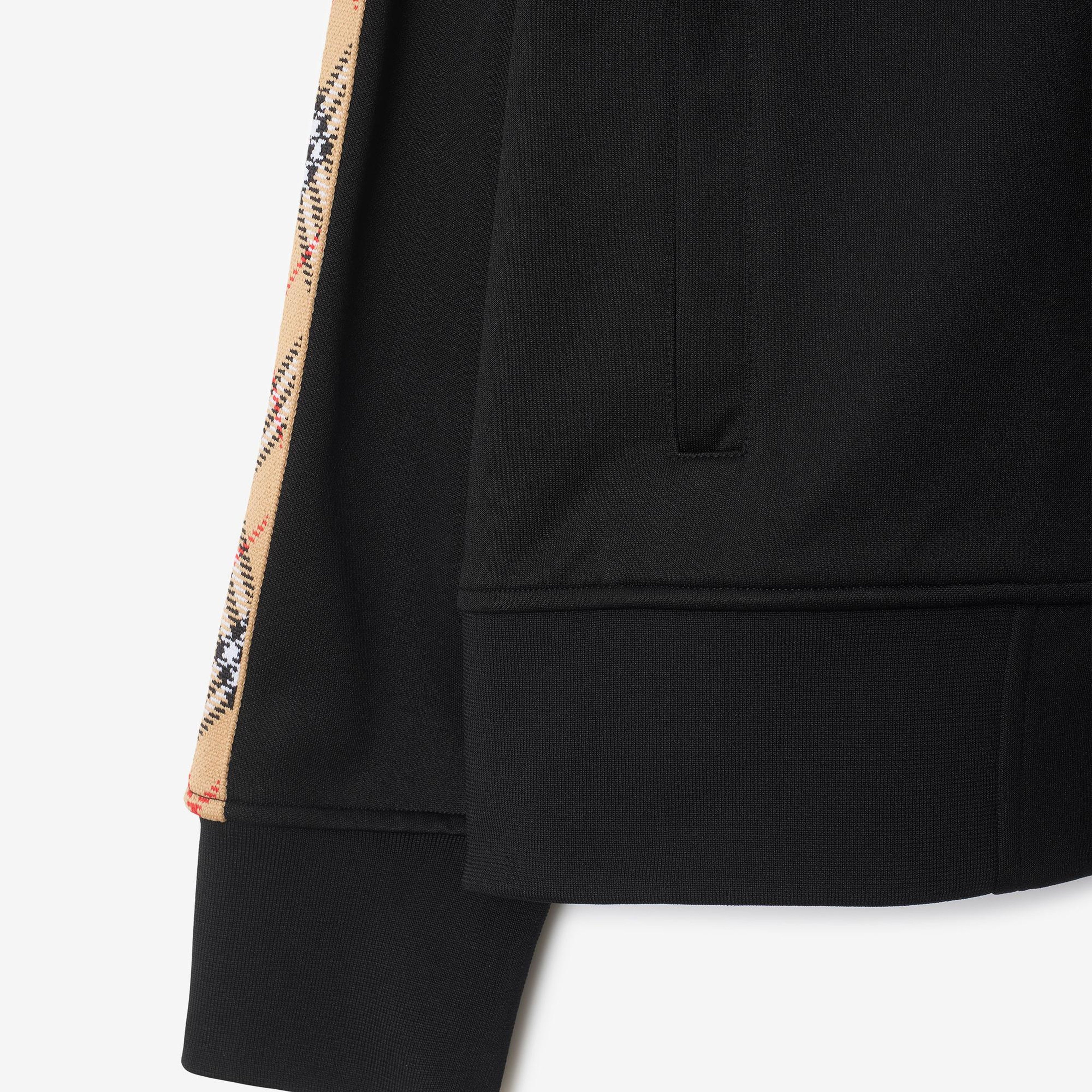 Burberry Check Trim Cotton Blend Track Erkek Siyah Sweatshirt