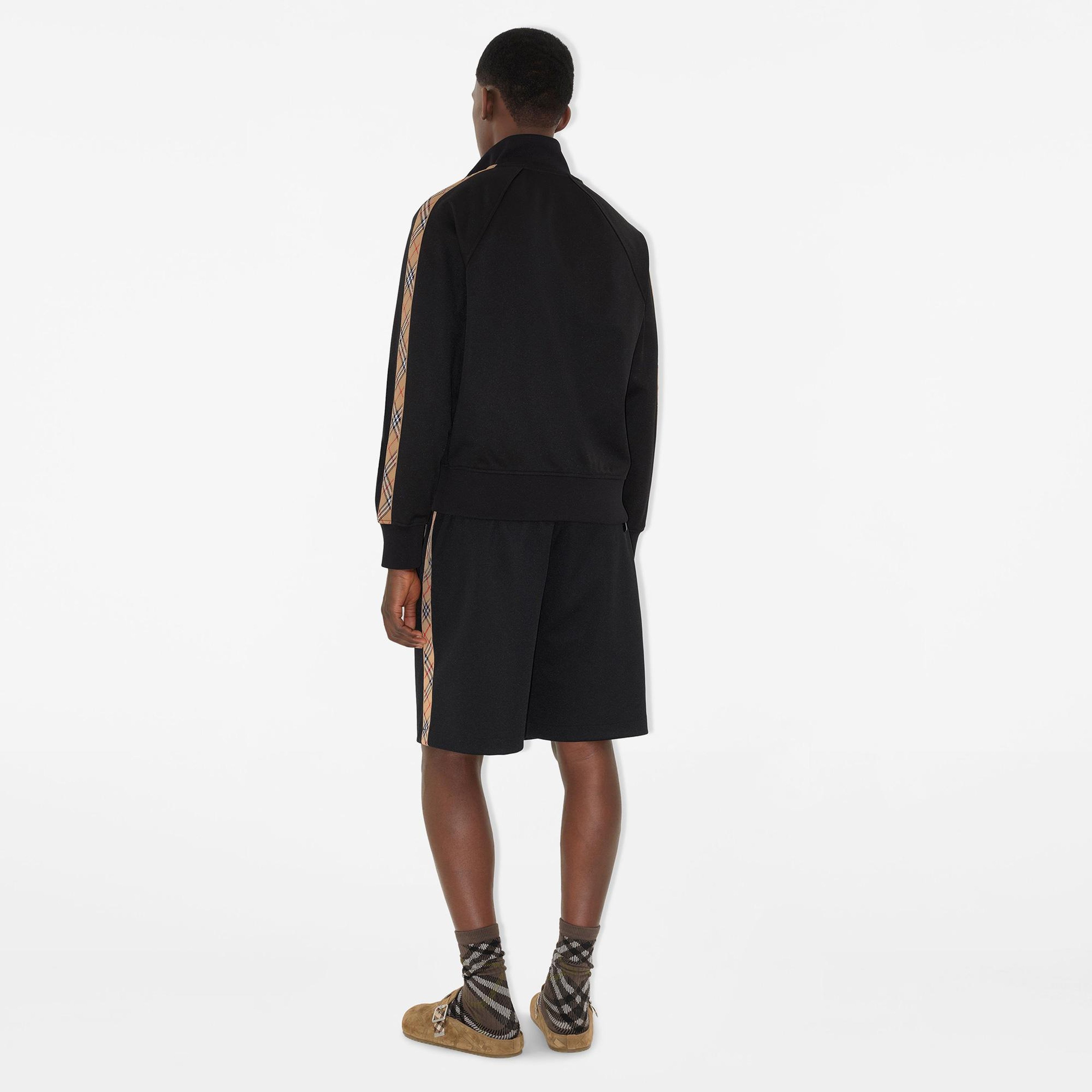 Burberry Check Trim Cotton Blend Track Erkek Siyah Sweatshirt