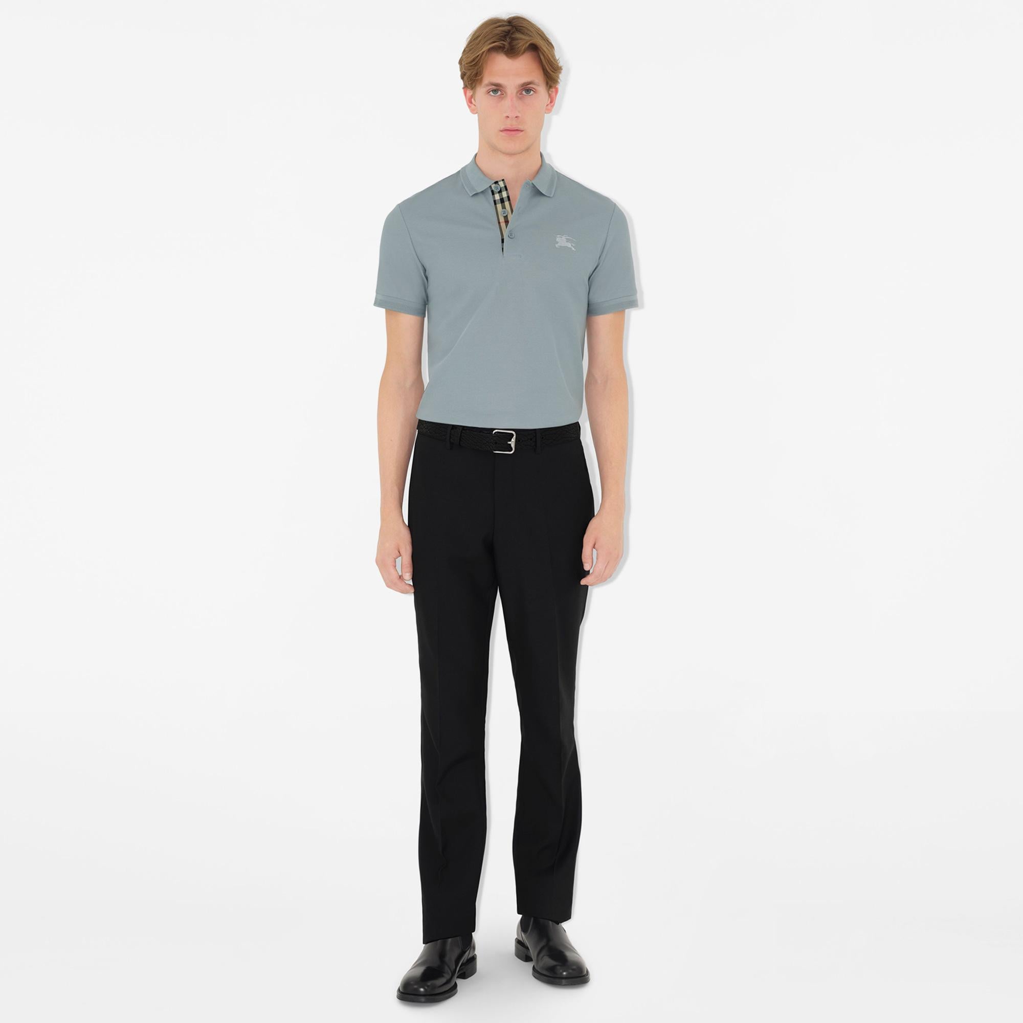 Burberry Pamuklu Erkek Mavi Polo