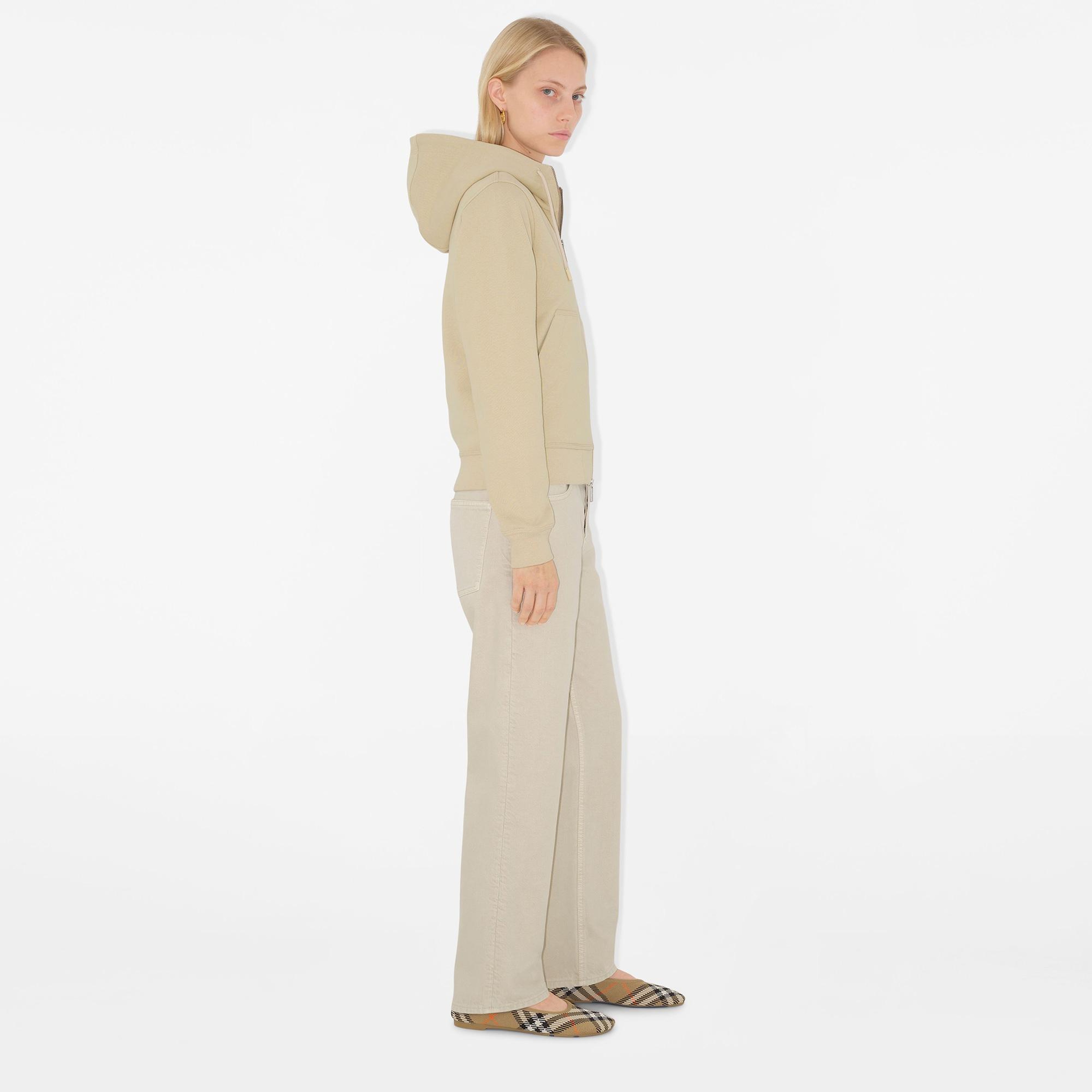 Burberry For Label Cotton Zip Kadın Krem Hoodie
