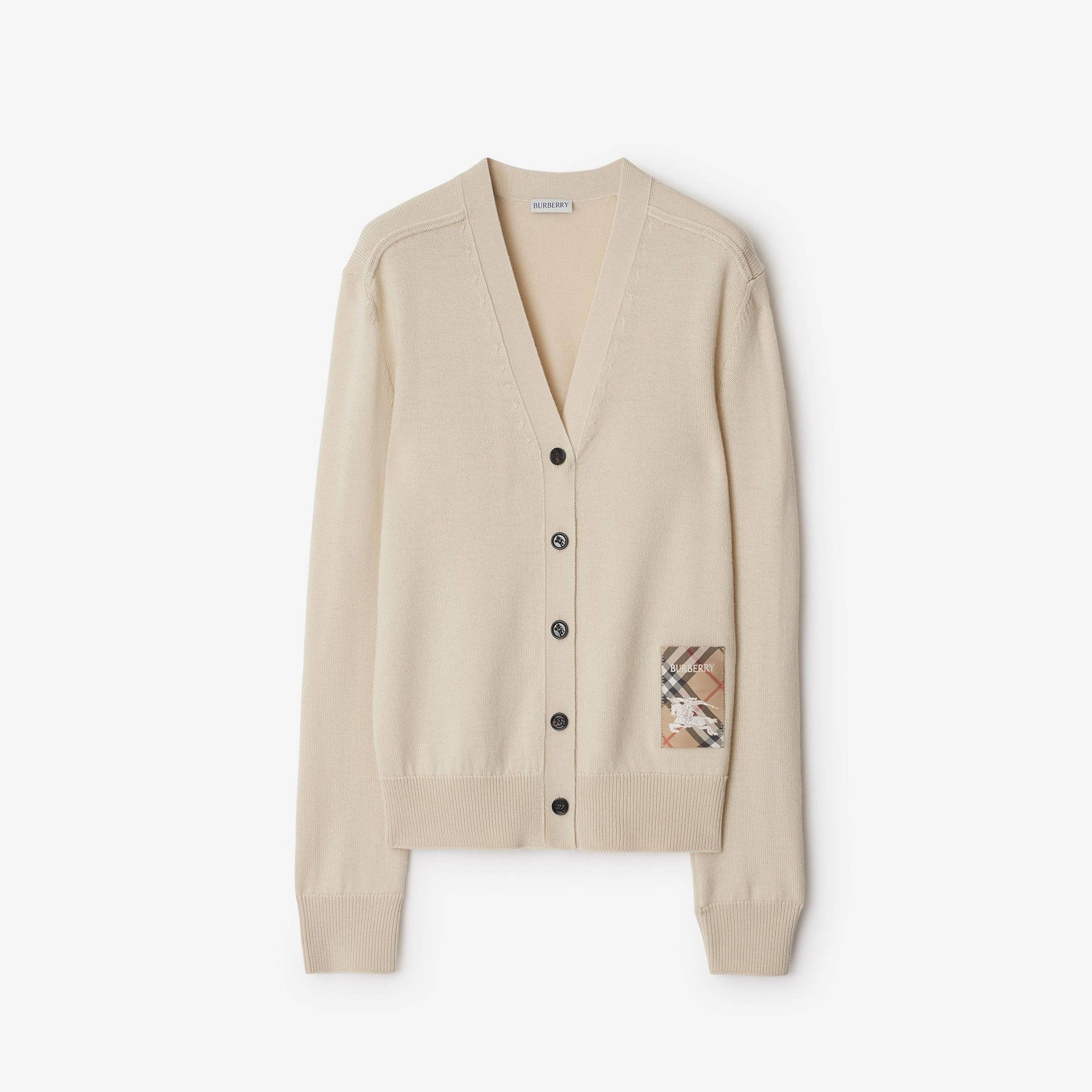 Burberry Smt Label Wool Cardigan Kadın Krem Hırka