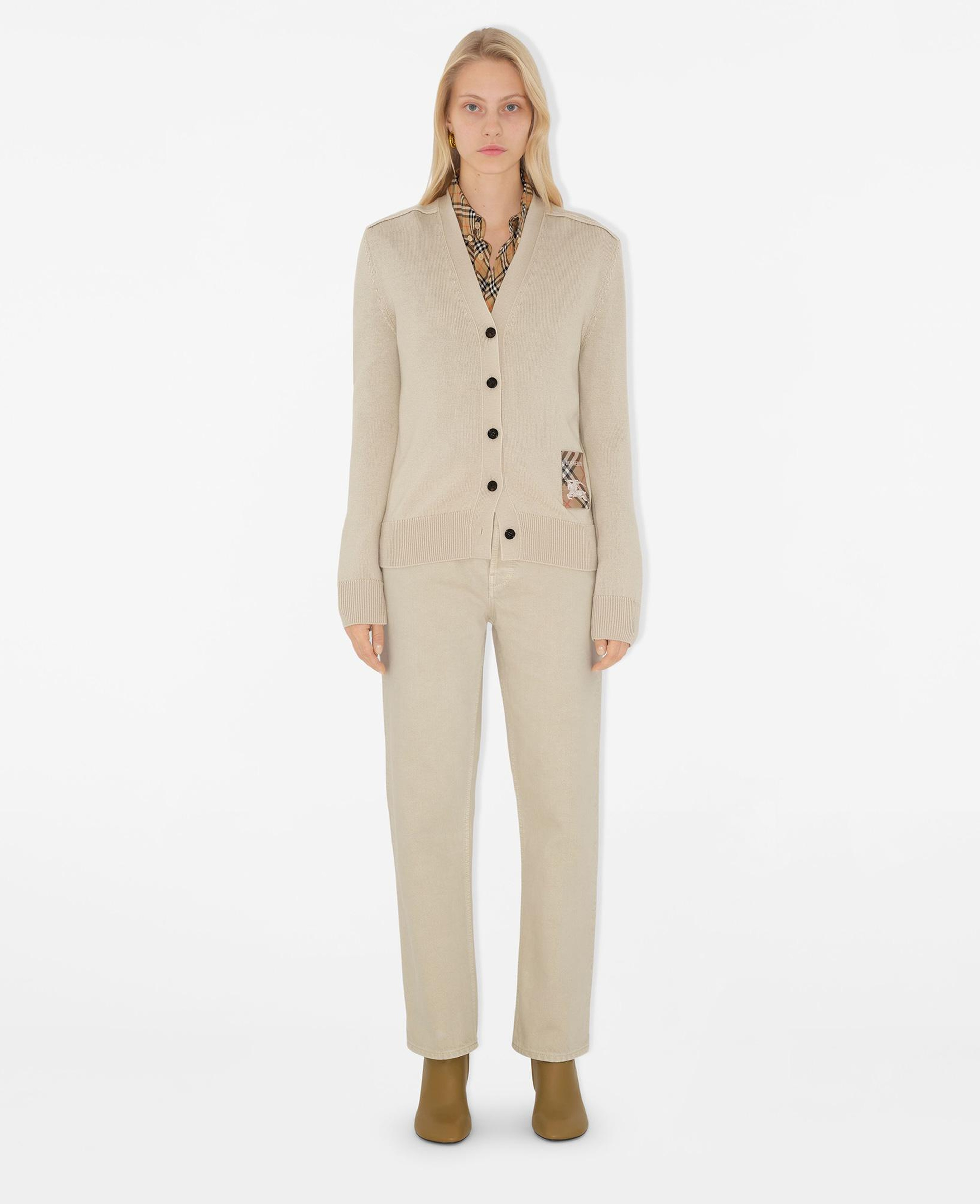 Burberry Smt Label Wool Cardigan Kadın Krem Hırka