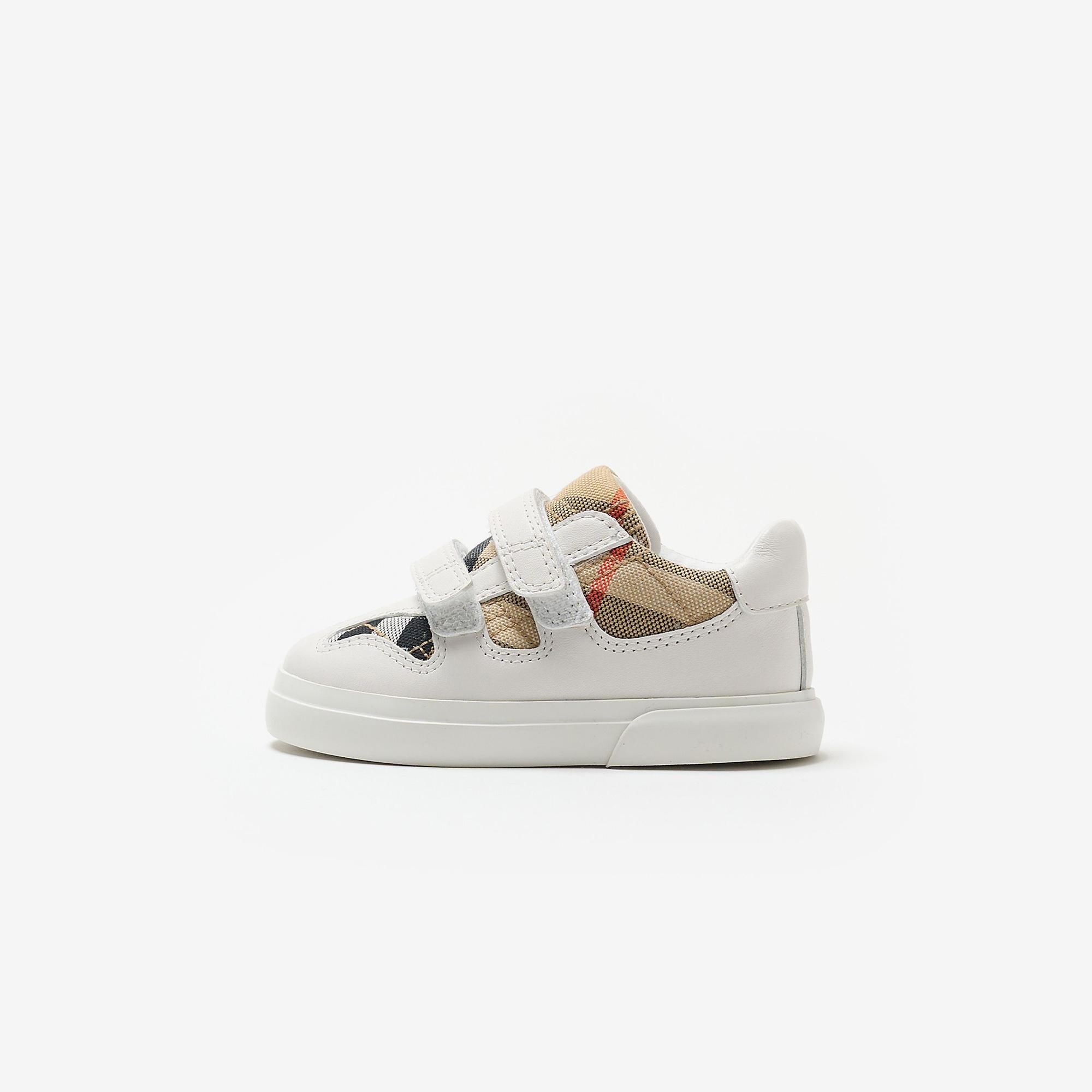 Burberry Check Pamuk ve Deri Çocuk Beyaz Sneaker
