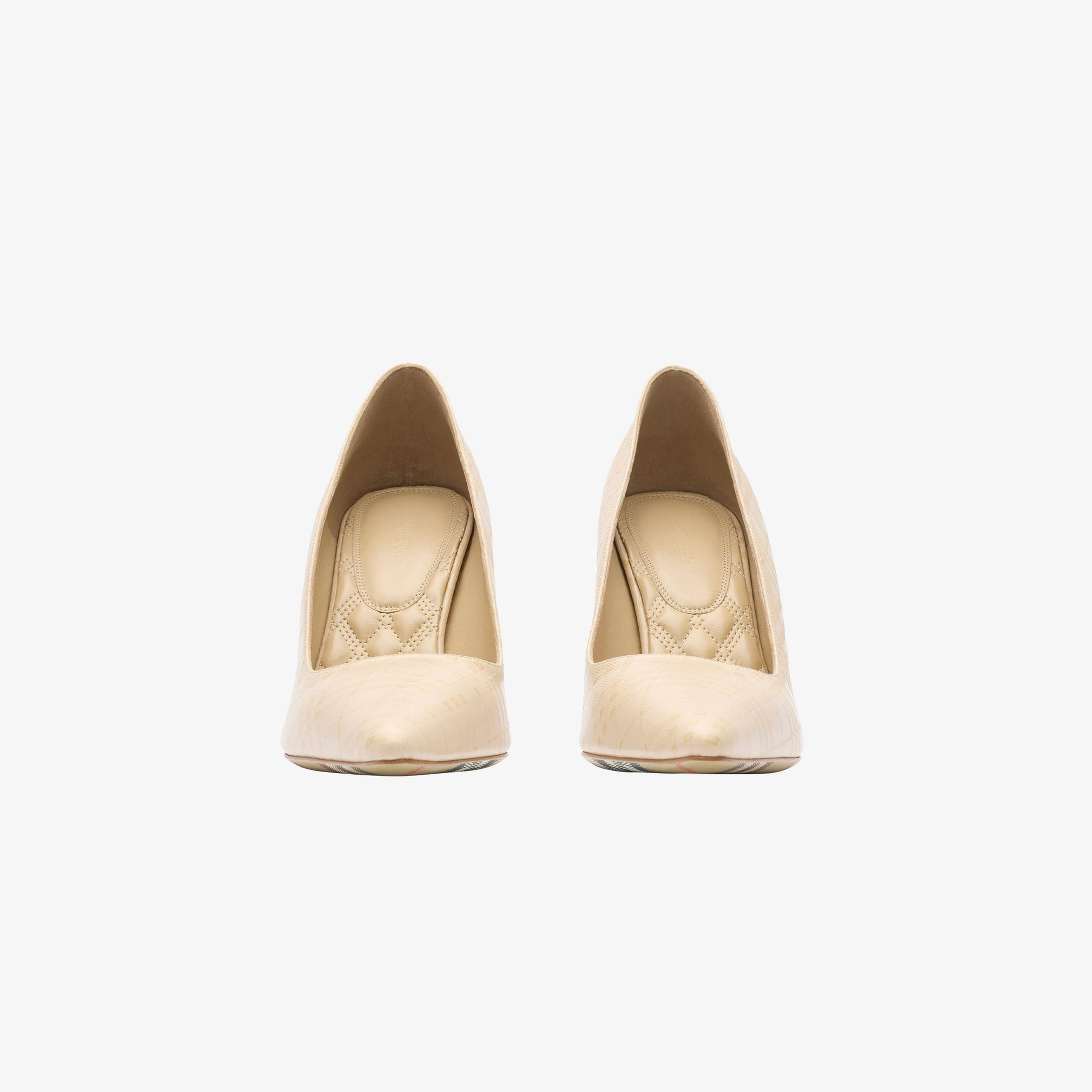 Burberry Dame Leather Pump Kadın Bej Topuklu Ayakkabı