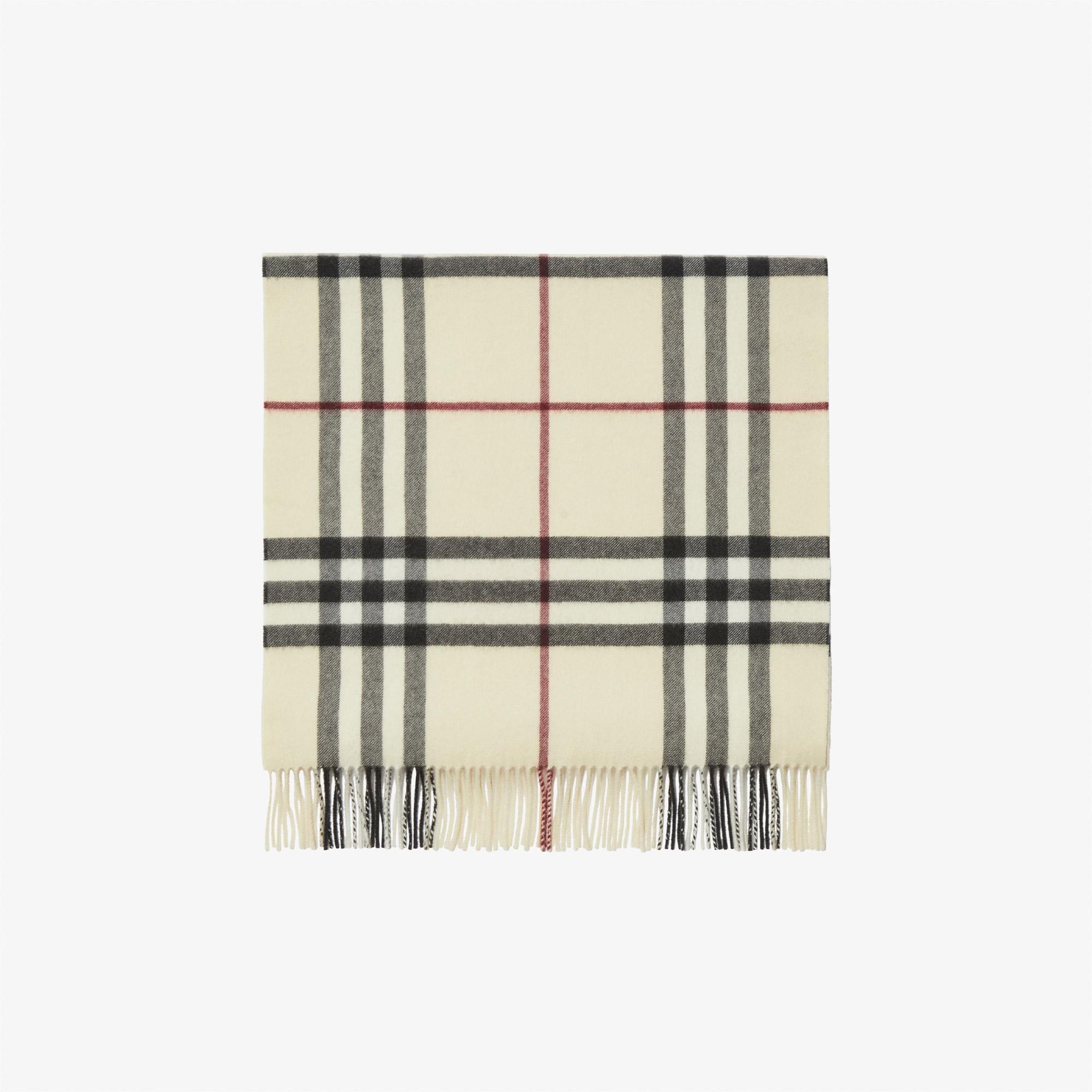 Burberry Wide Check Kaşmir Kadın Krem Rengi Atkı