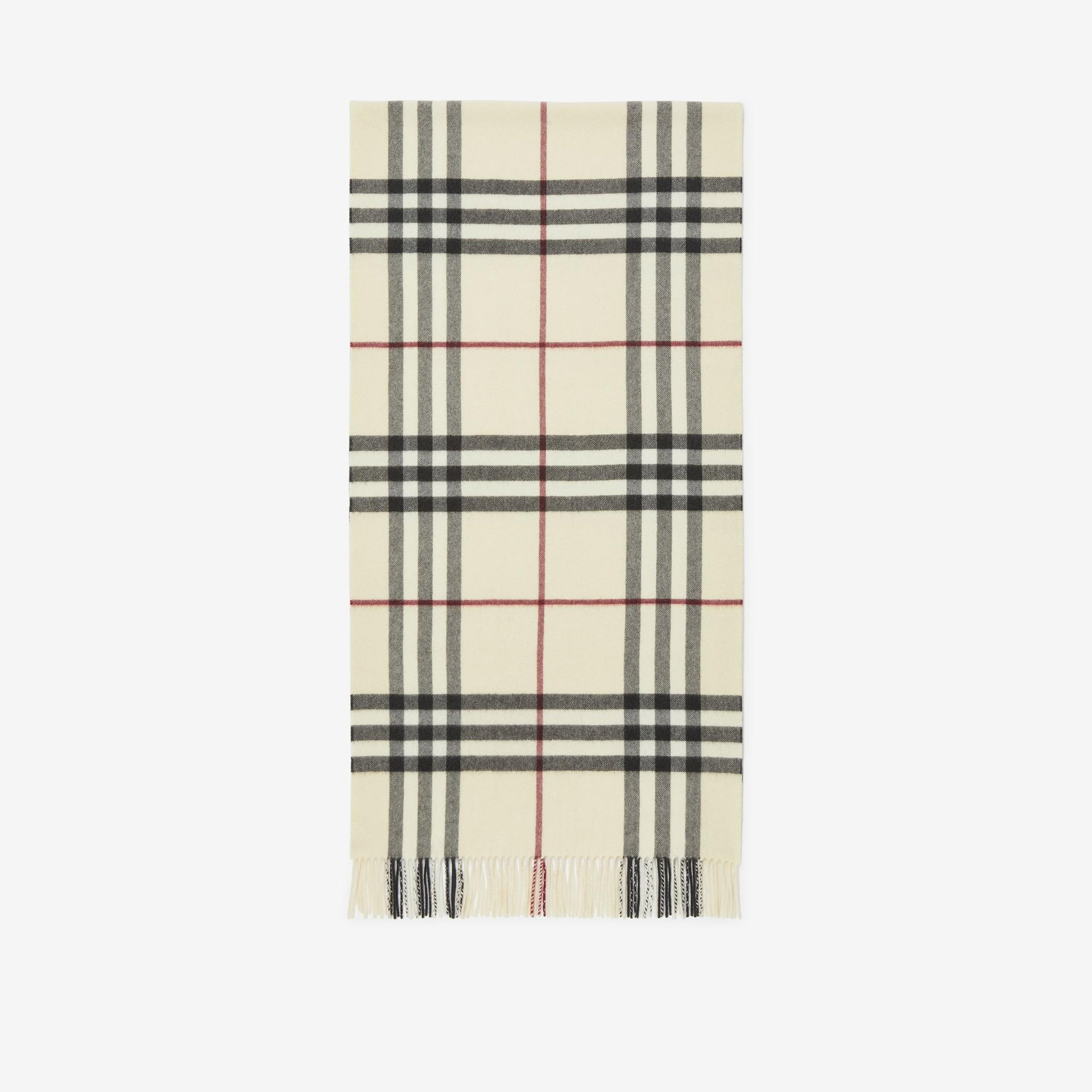 Burberry Wide Check Kaşmir Kadın Krem Rengi Atkı