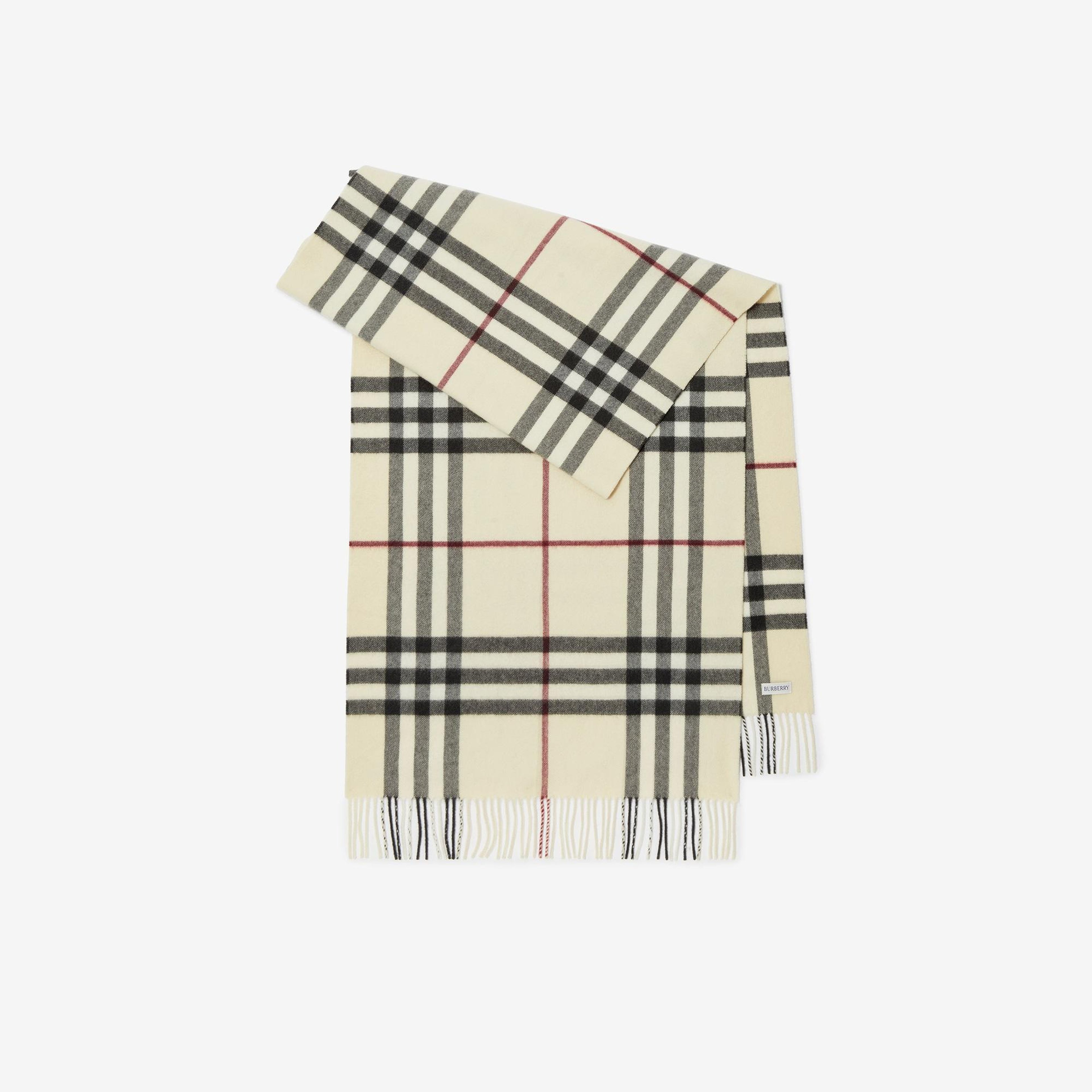 Burberry Wide Check Kaşmir Kadın Krem Rengi Atkı