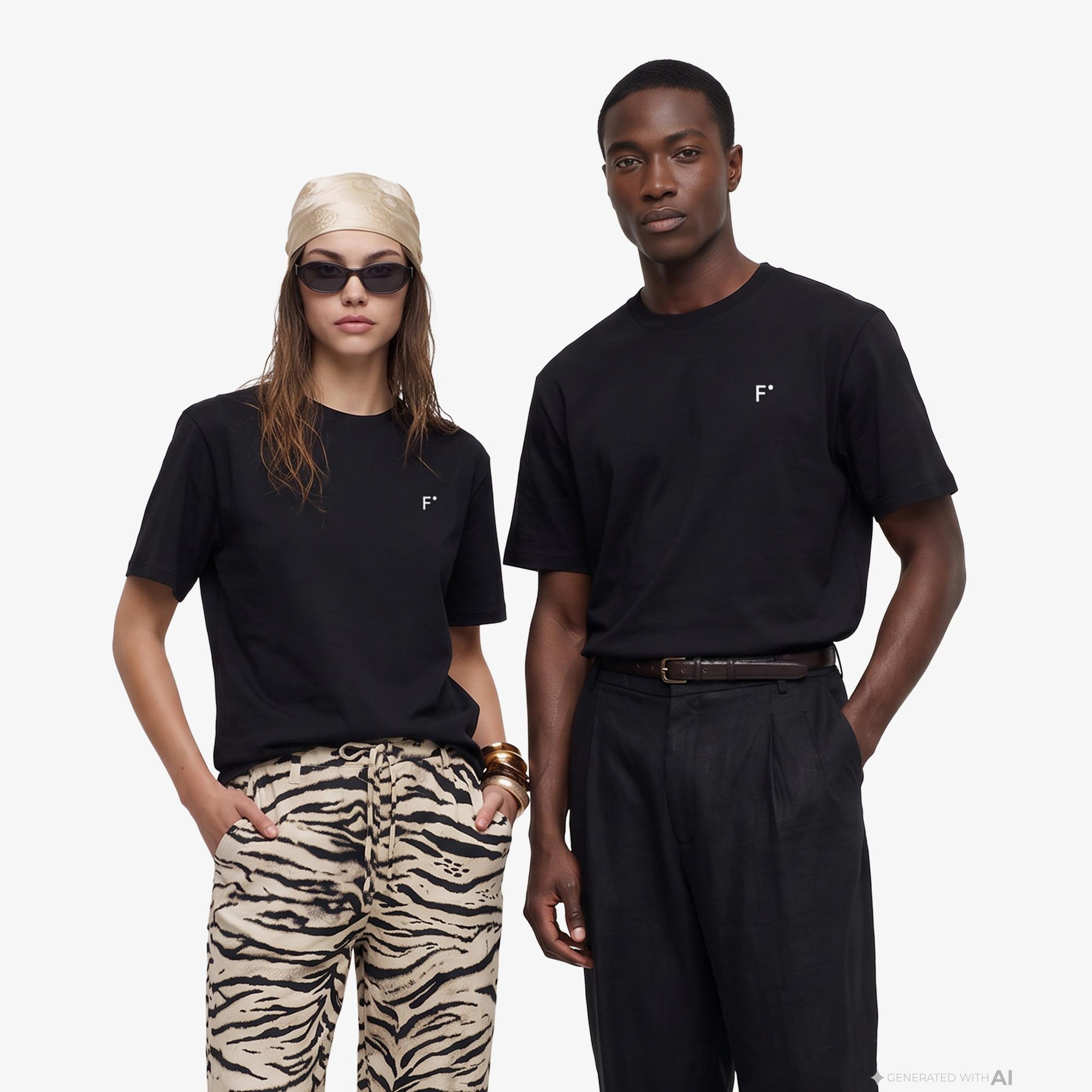 FashFed F İkonlu Unisex Siyah T-Shirt