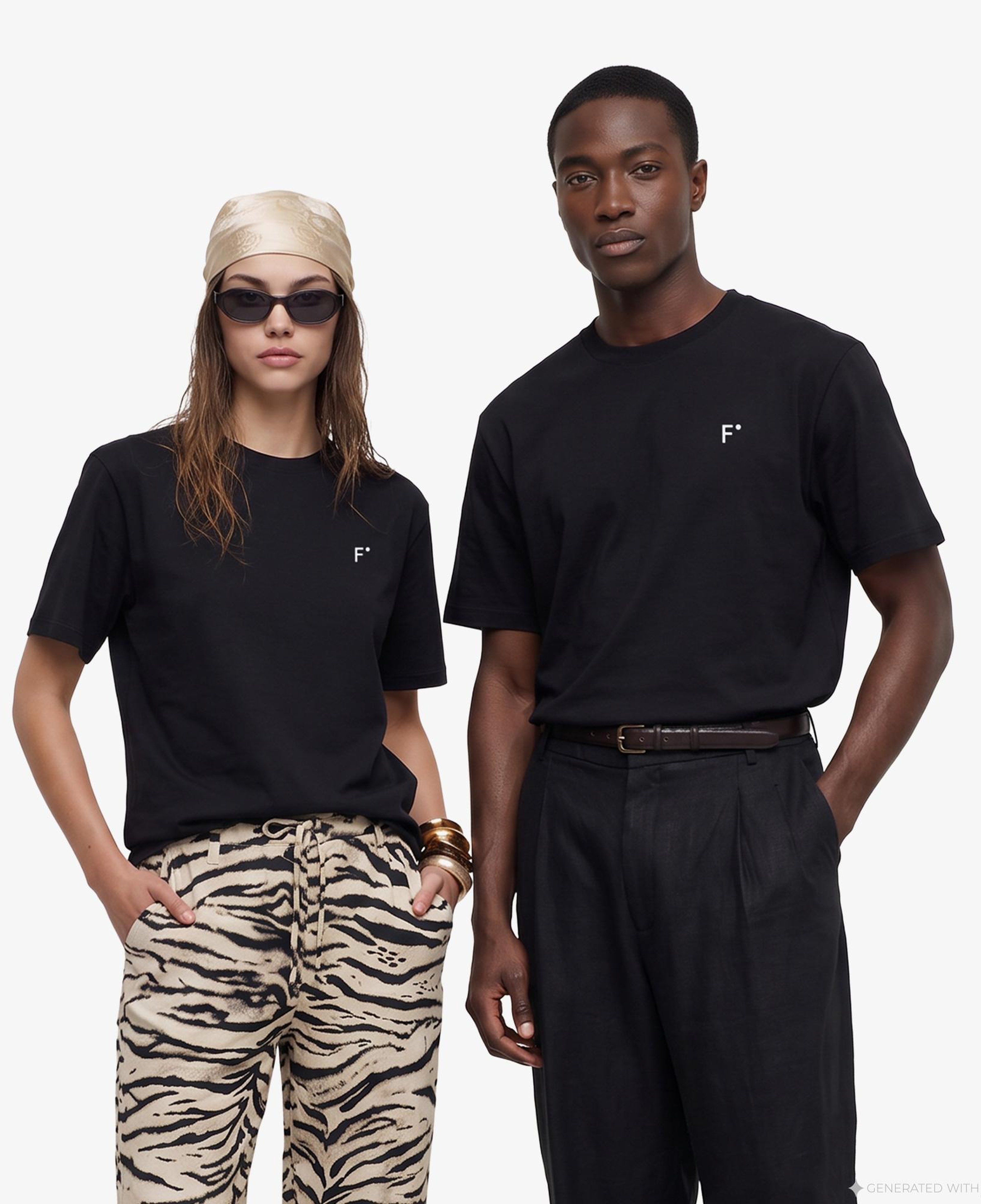 FashFed F İkonlu Unisex Siyah T-Shirt