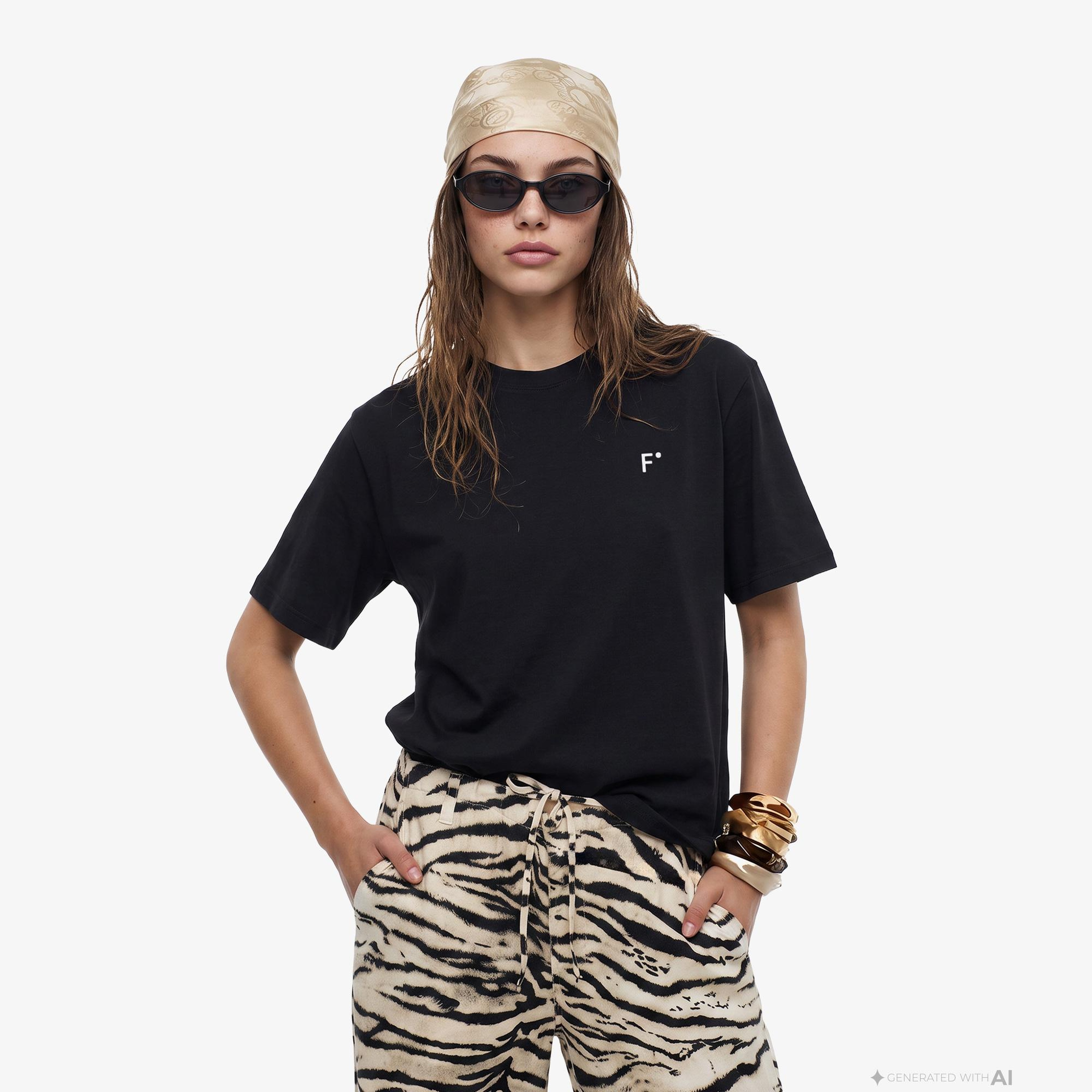 FashFed F İkonlu Unisex Siyah T-Shirt