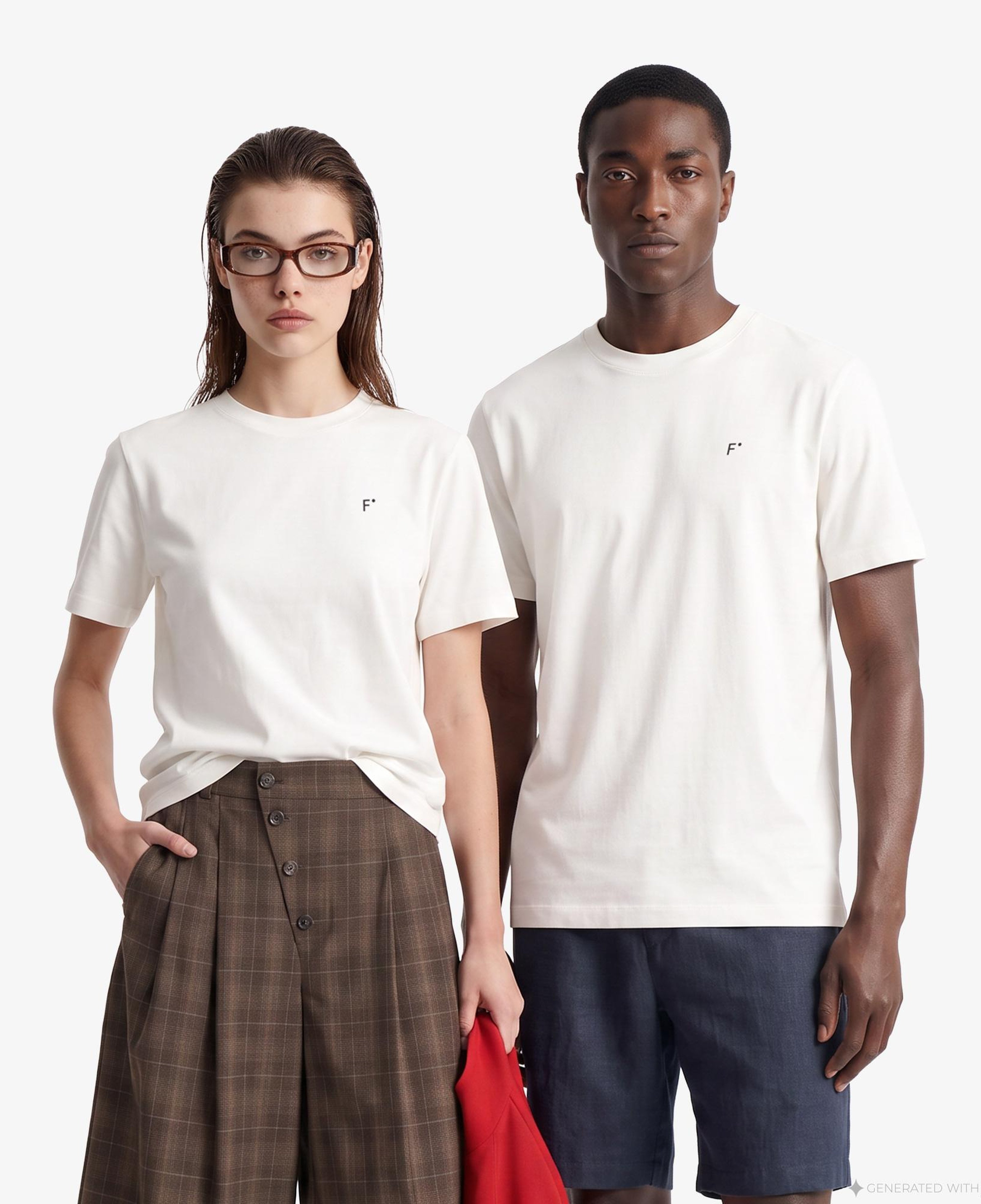 FashFed F İkonlu Unisex Krem Rengi T-Shirt