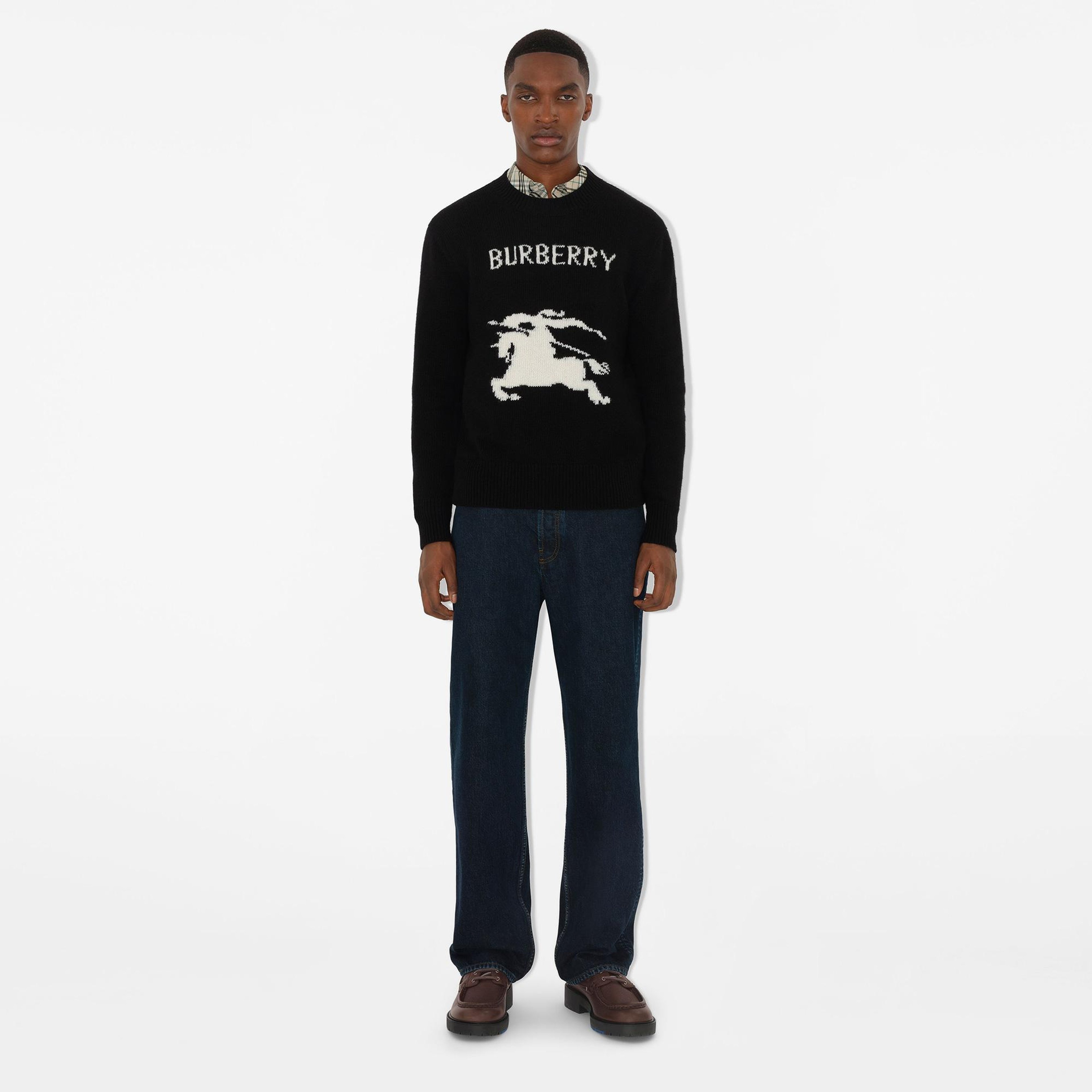Burberry Pai Wool Cashmere Erkek Siyah Kazak