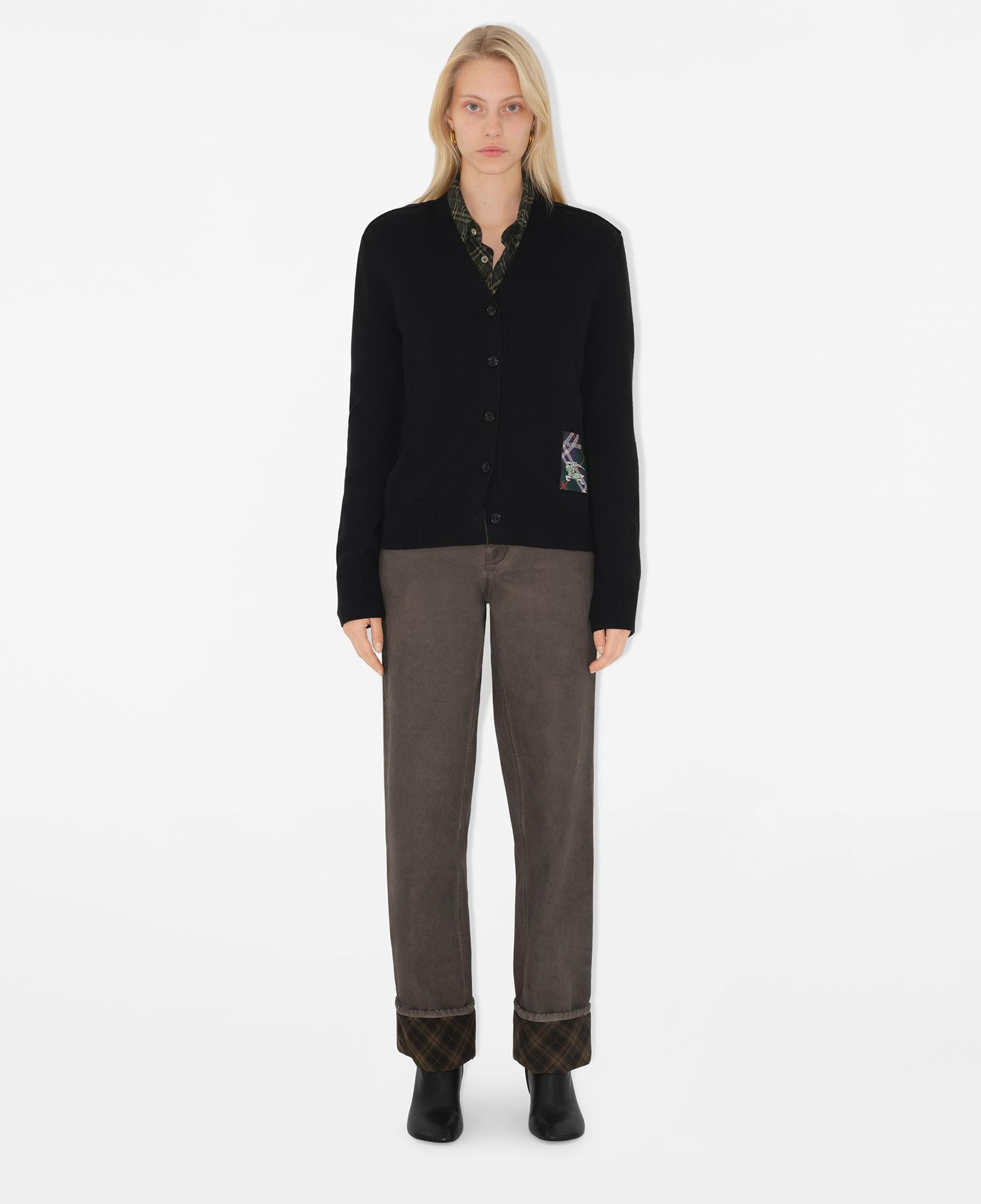 Burberry Smt Label Wool Cardigan Kadın Siyah Hırka