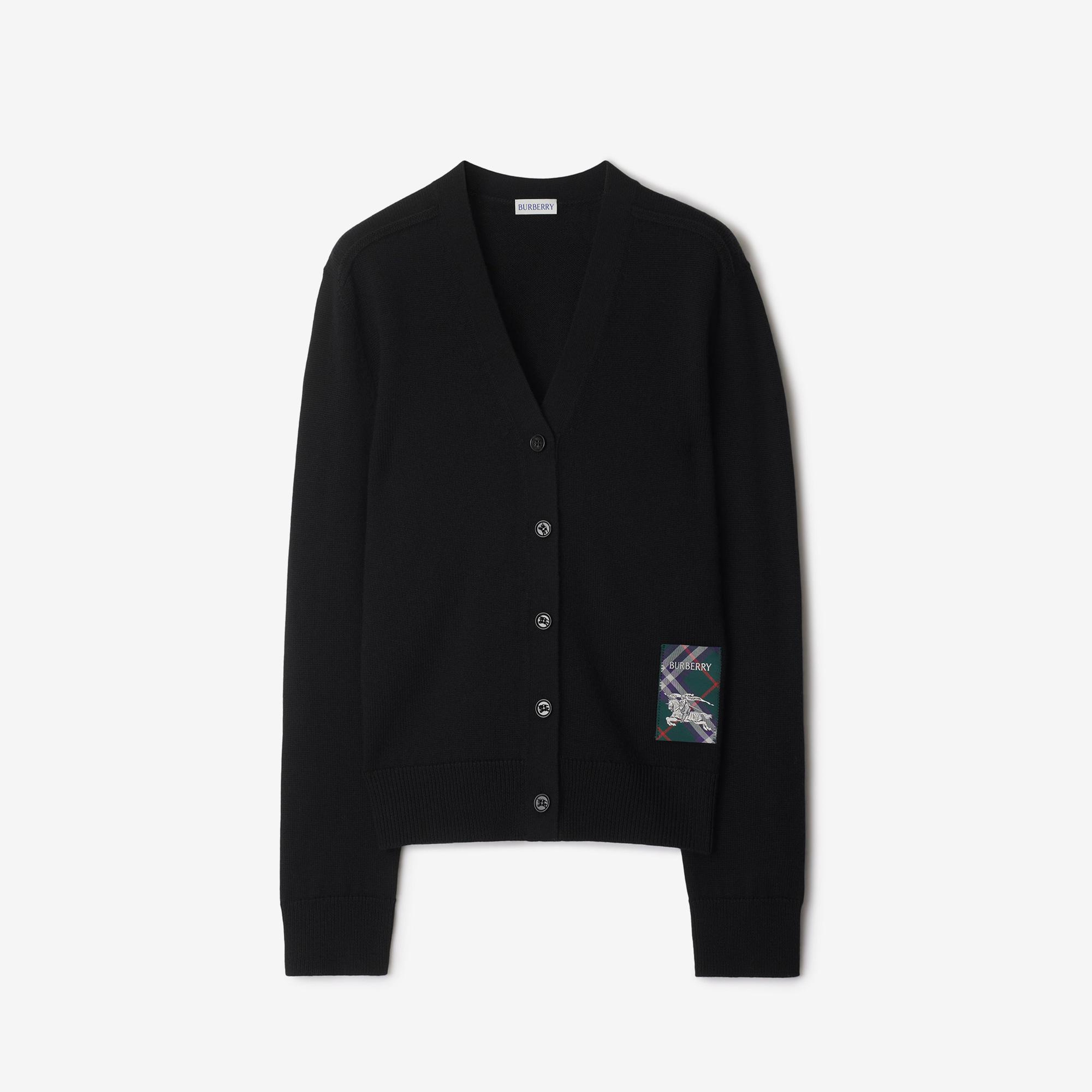 Burberry Smt Label Wool Cardigan Kadın Siyah Hırka
