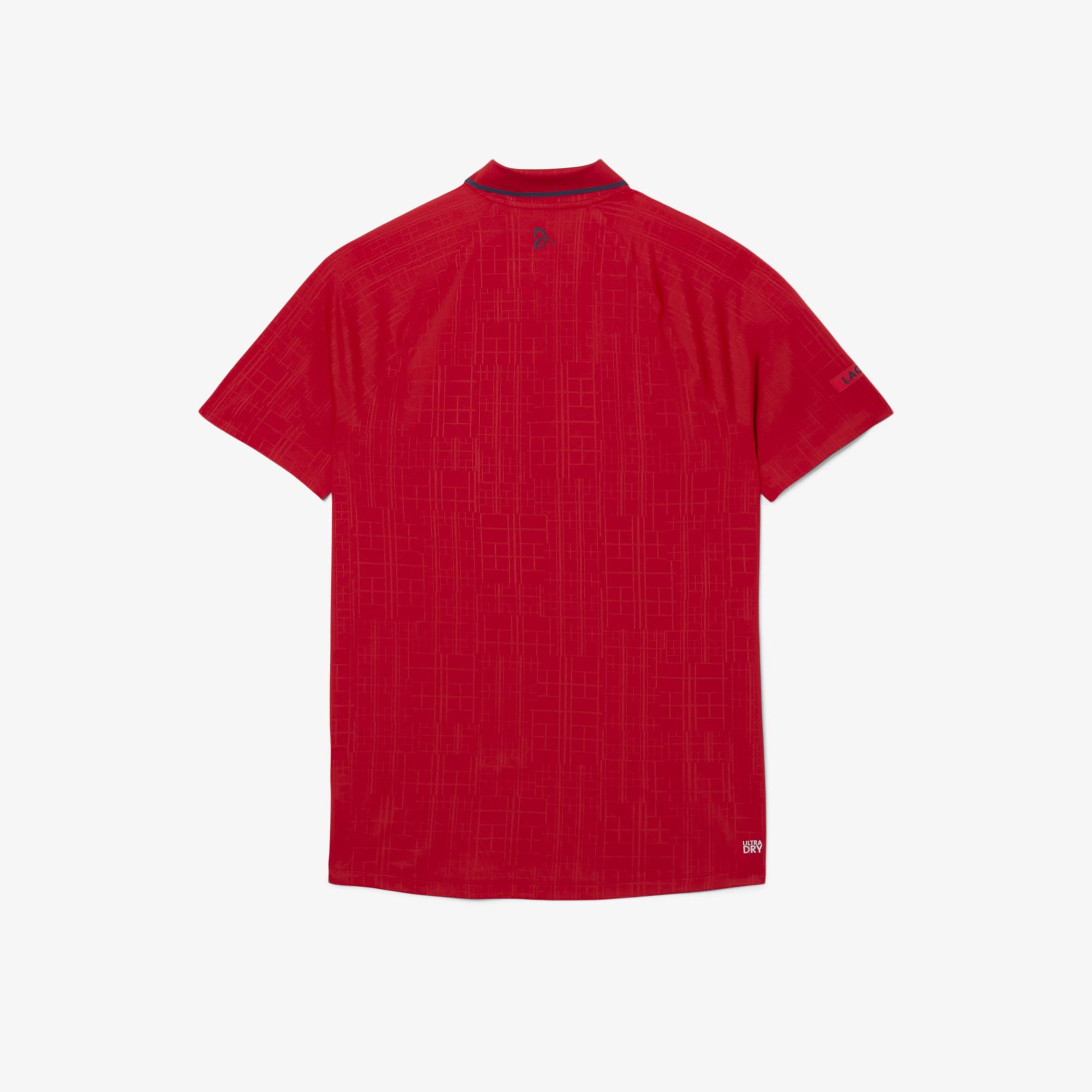 Lacoste Tennis x Novak Djokovic Erkek Slim Fit Desenli Kırmızı Polo
