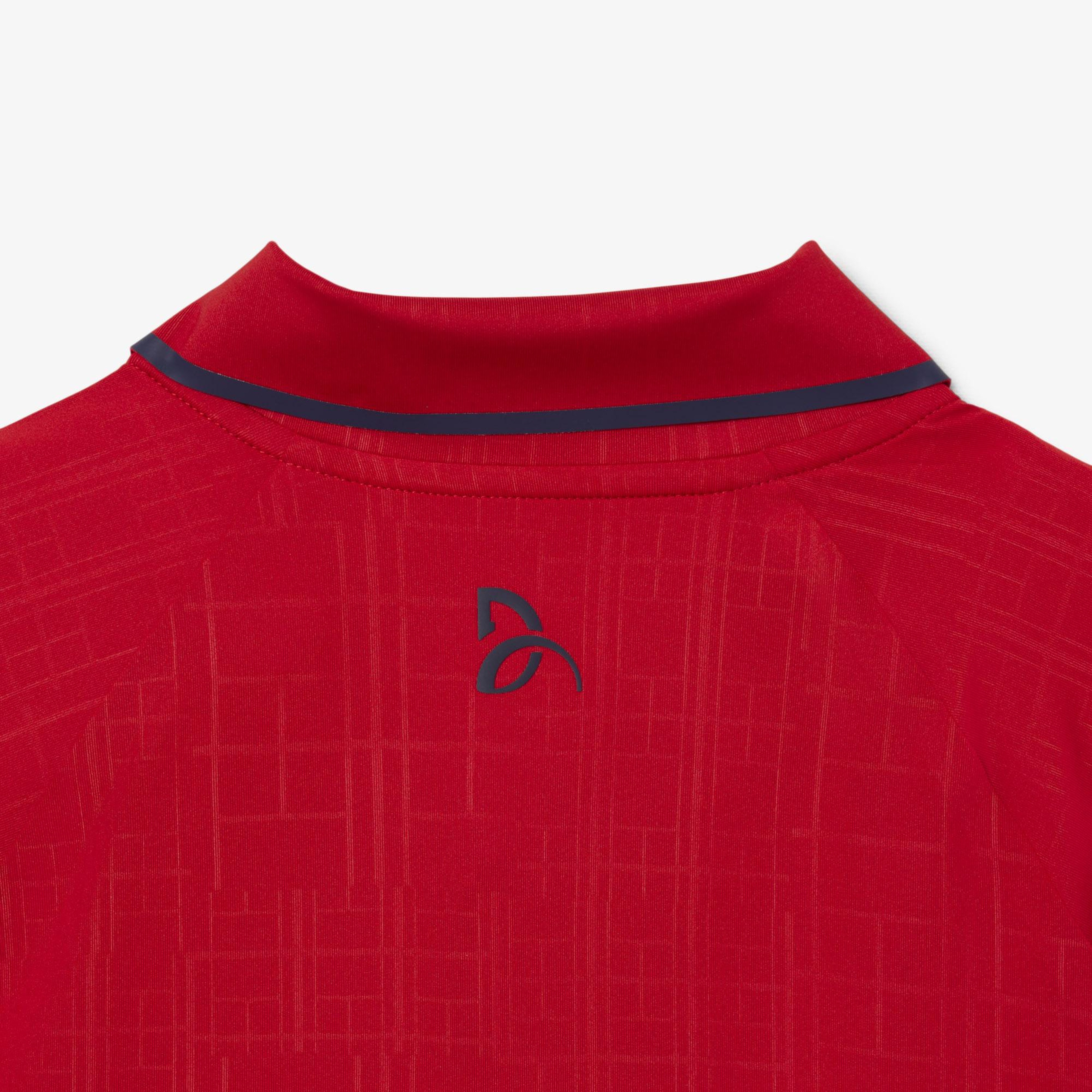 Lacoste Tennis x Novak Djokovic Erkek Slim Fit Desenli Kırmızı Polo