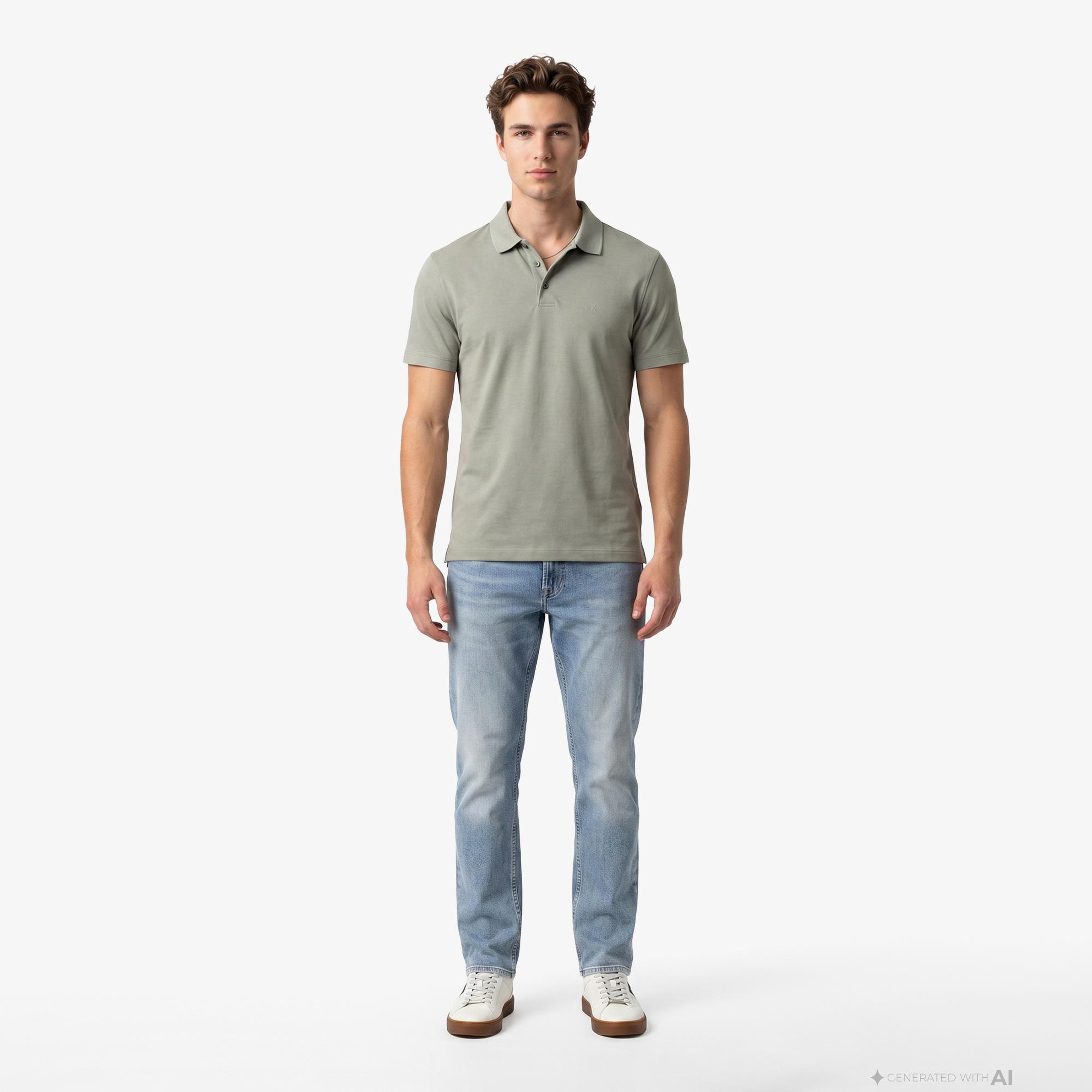 Calvin Klein Supima Chest Emb Erkek Bej Polo