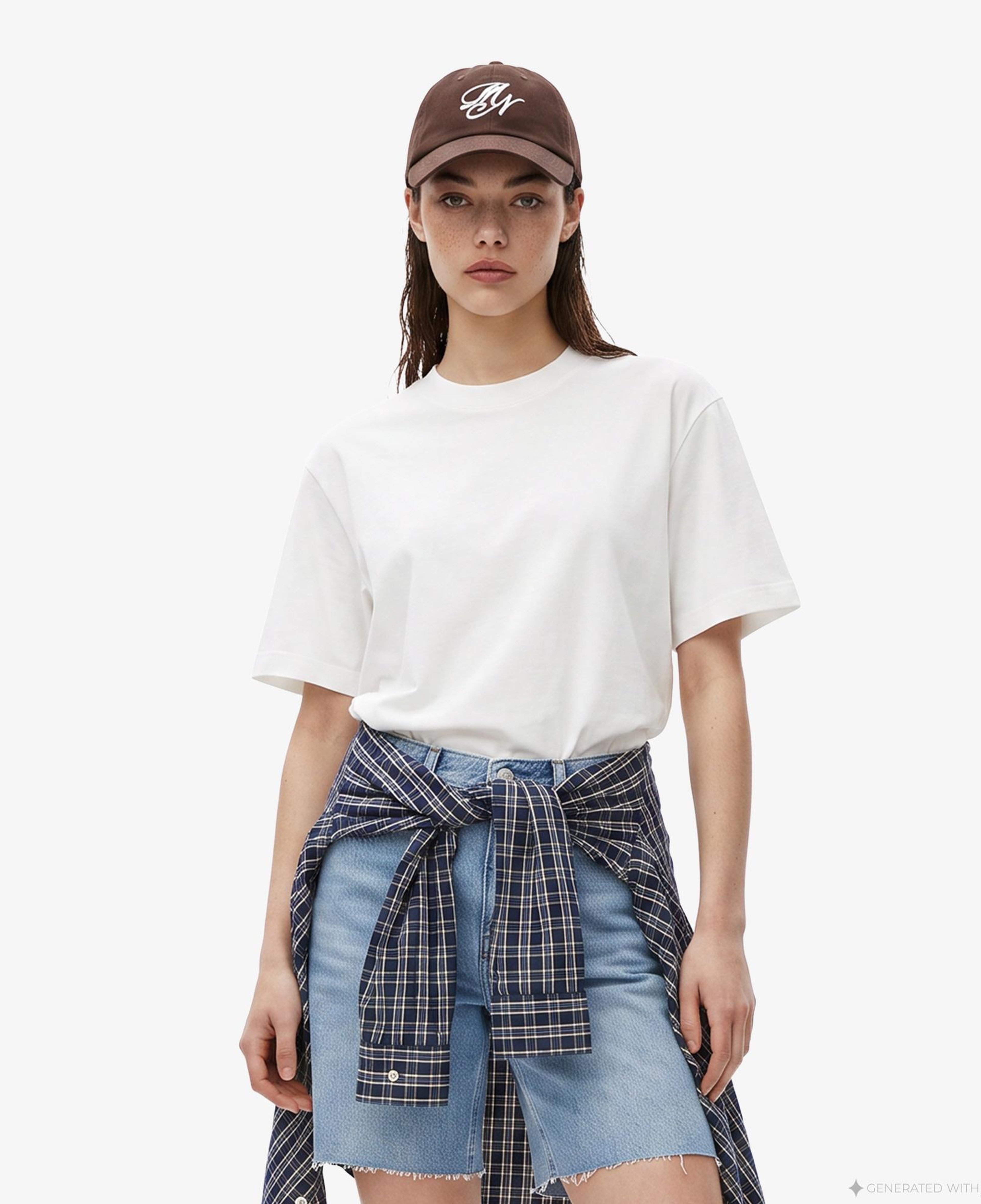 FashFed Basic Unisex Krem Rengi T-Shirt