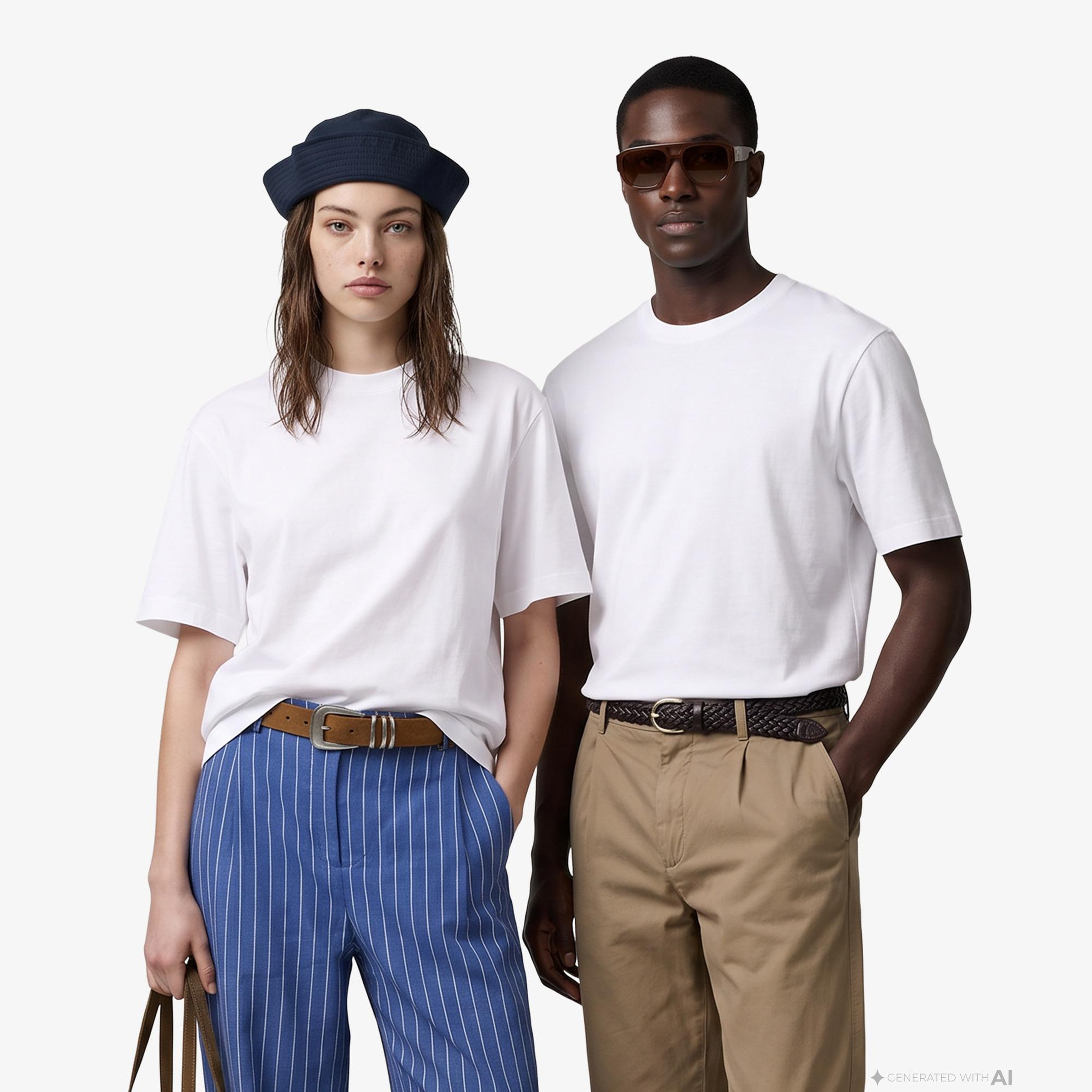 FashFed Basic Unisex Beyaz T-Shirt