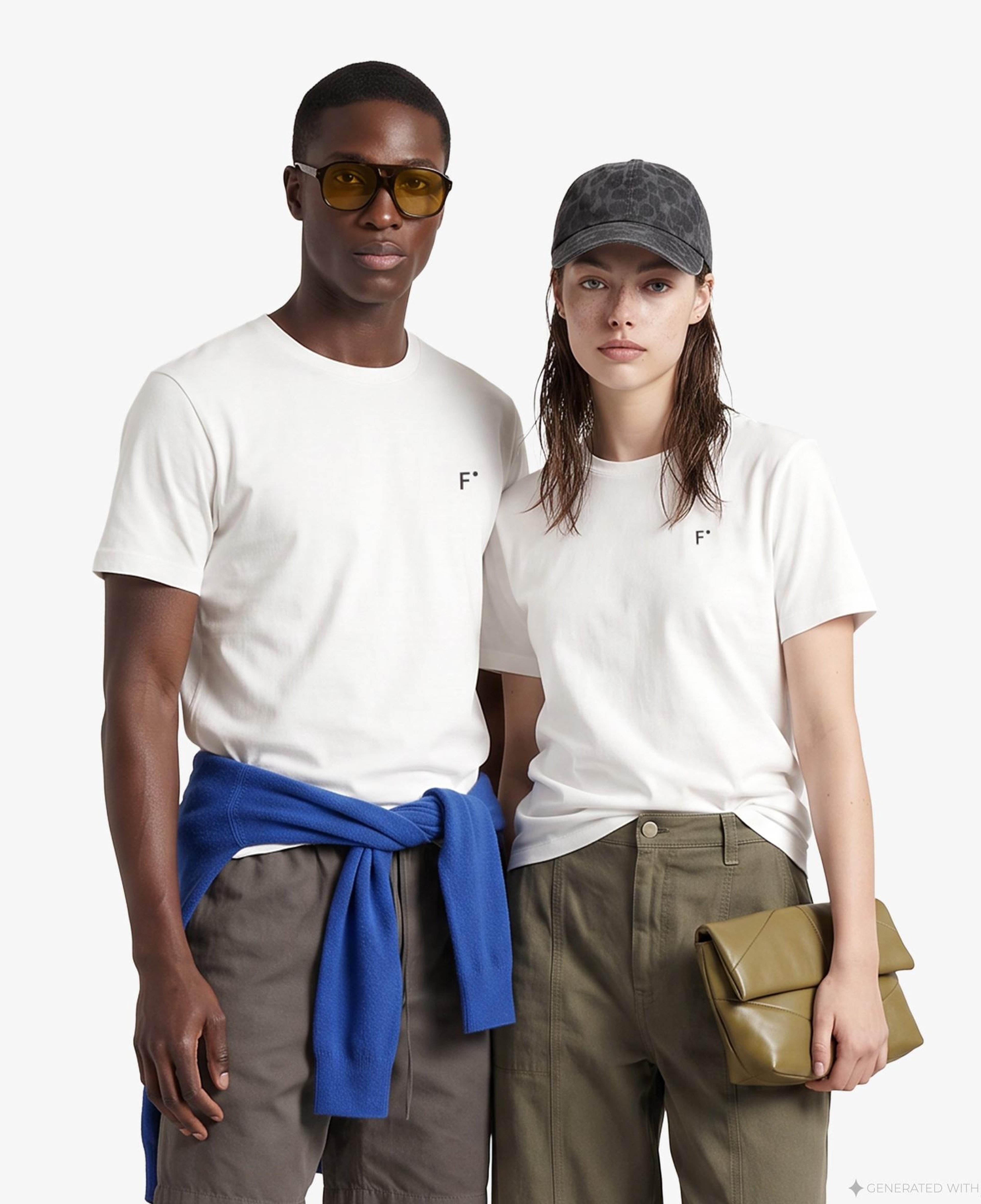 FashFed F İkonlu Unisex Beyaz T-Shirt