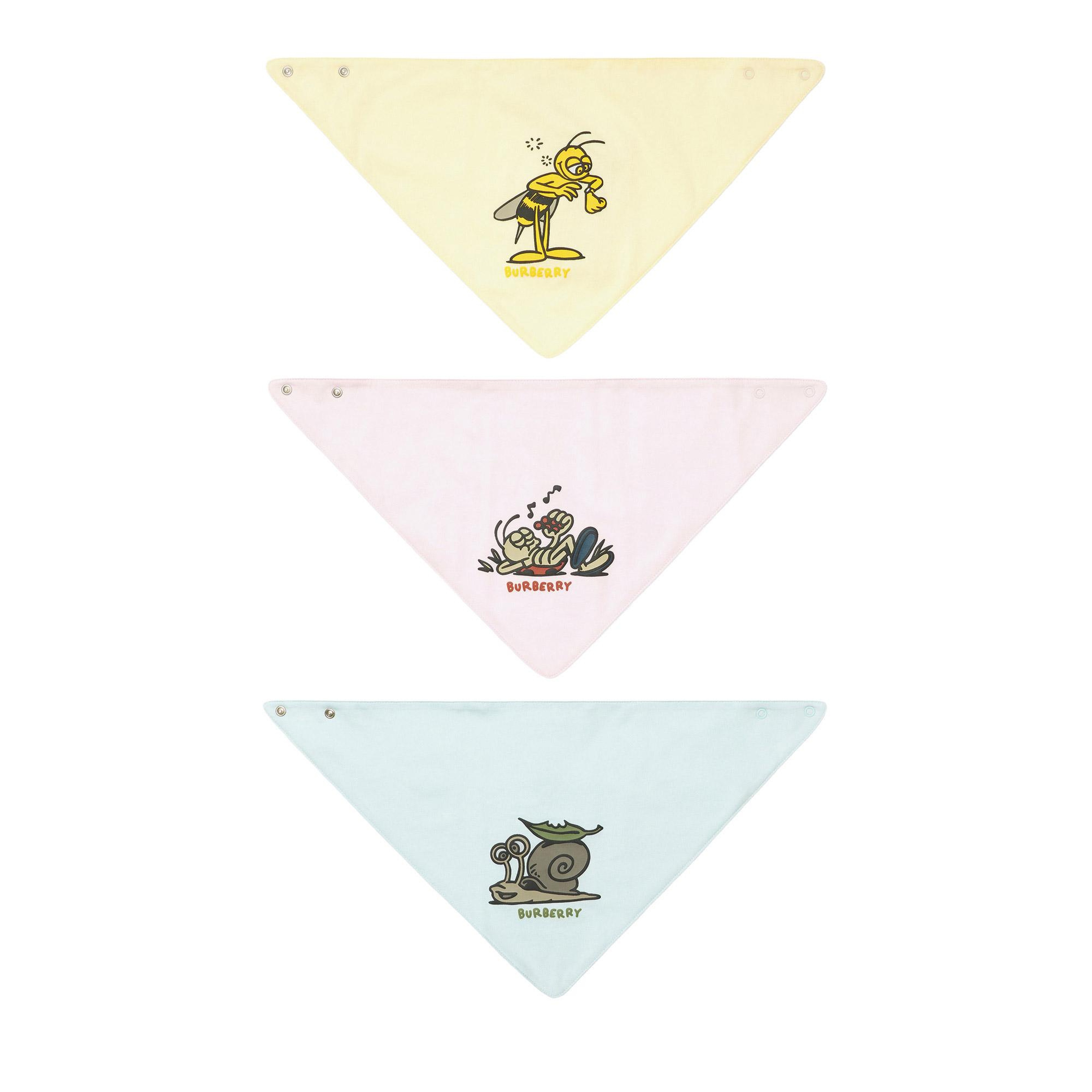 Burberry Bug Cotton Three-Piece Bib Set Çocuk Renkli Hediye Seti