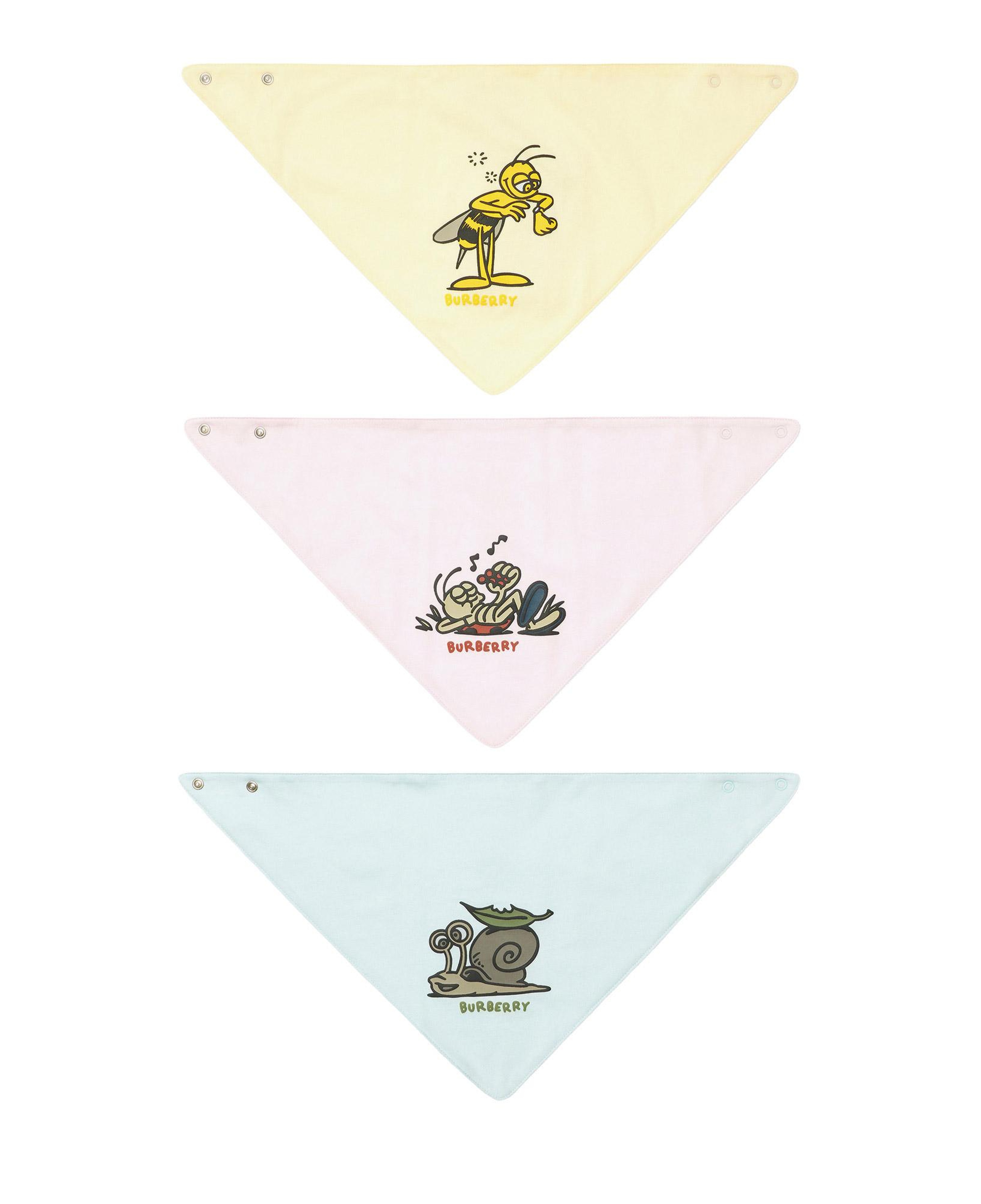 Burberry Bug Cotton Three-Piece Bib Set Çocuk Renkli Hediye Seti