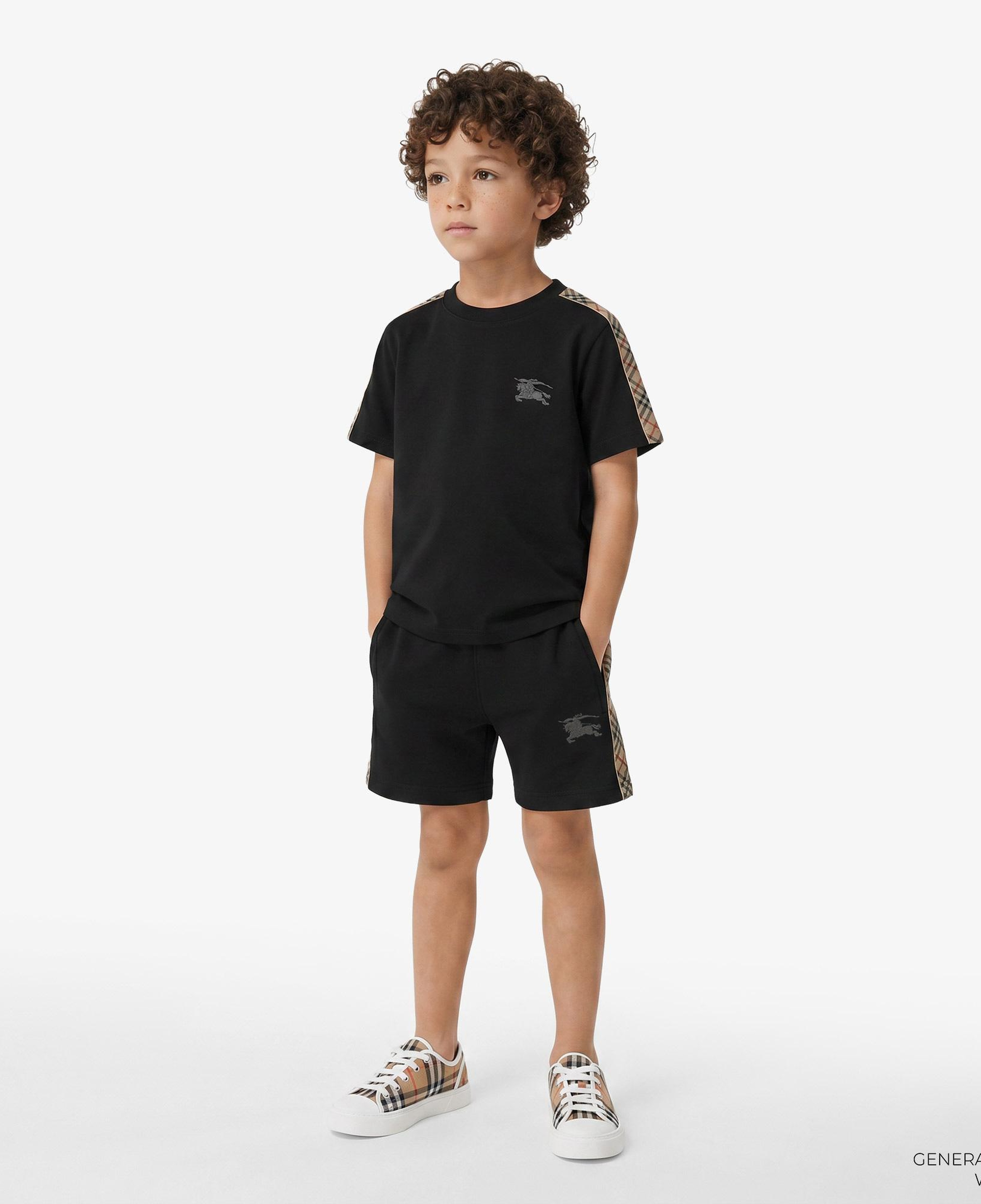 Burberry Benny Check Trim Cotton Çocuk Siyah Şort