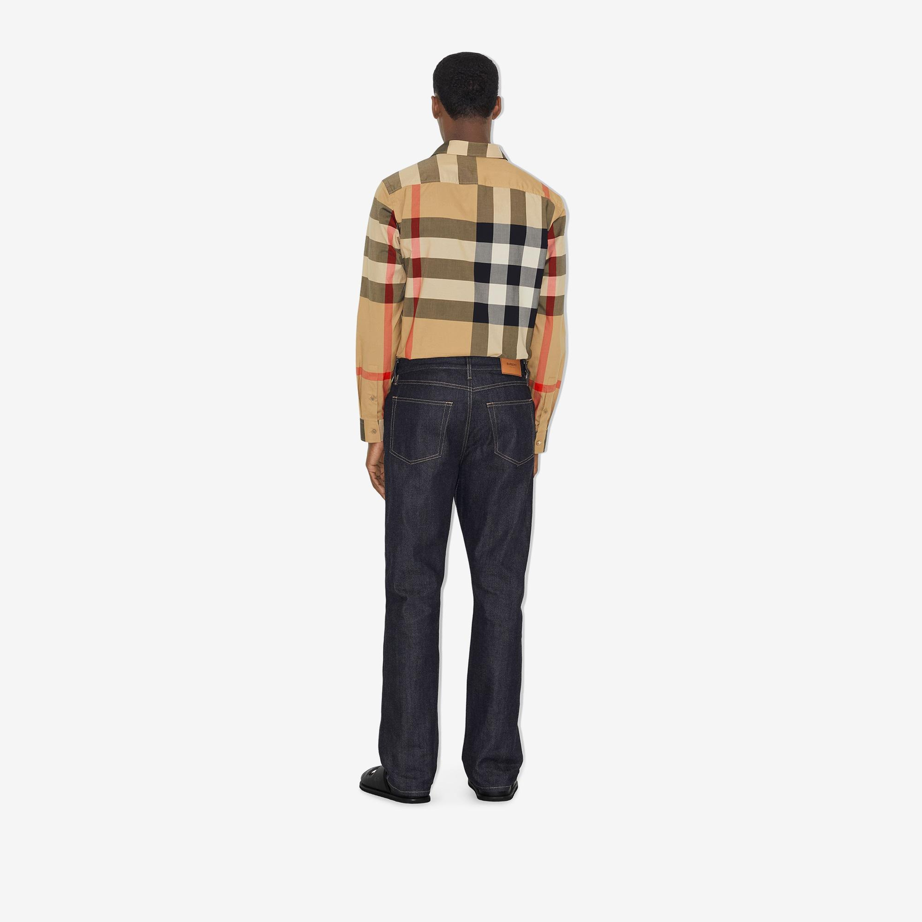 Burberry Check Pamuklu Erkek Bej Gömlek
