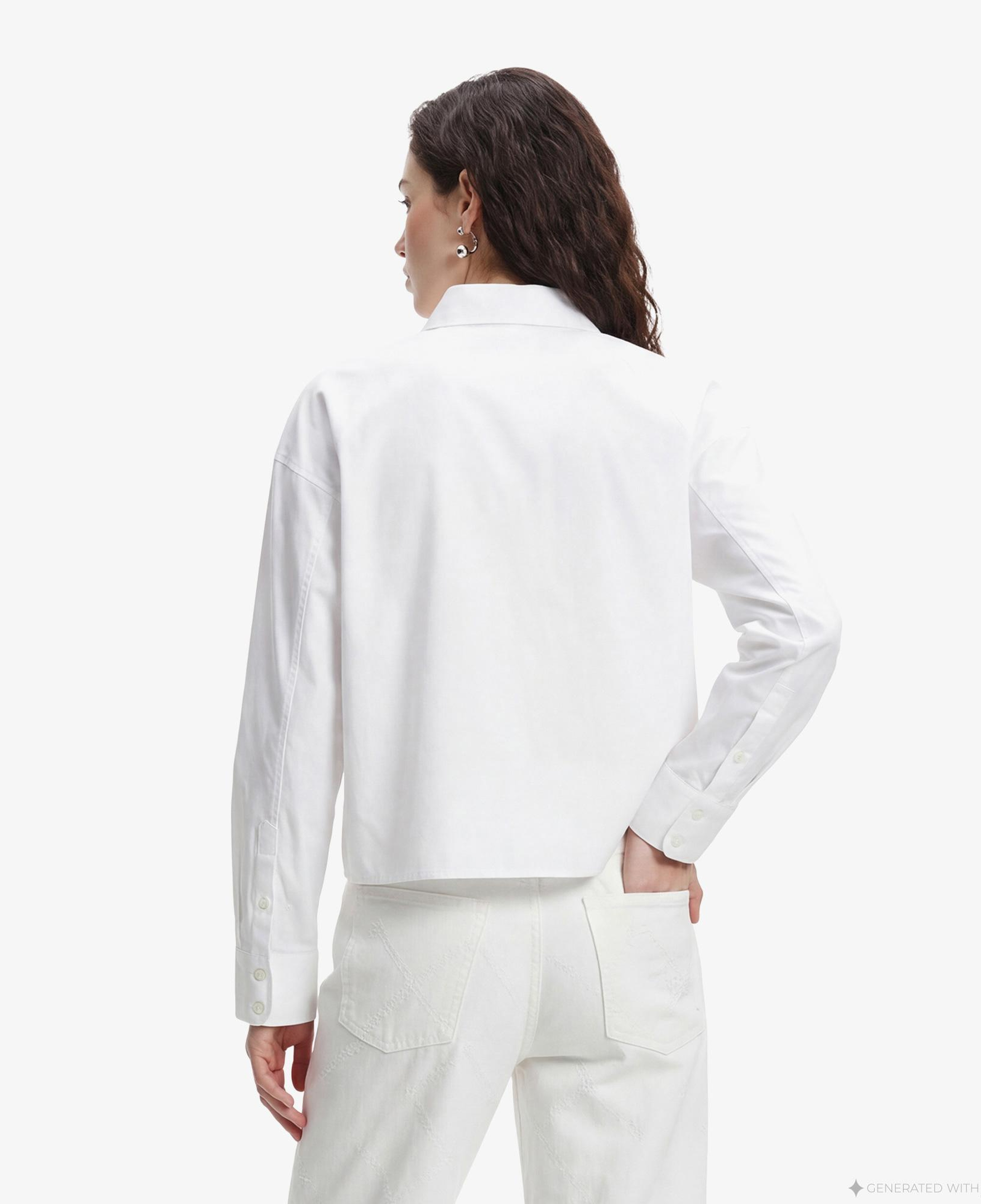 Calvin Klein Solid Boxy Cropped Kadın Beyaz Gömlek