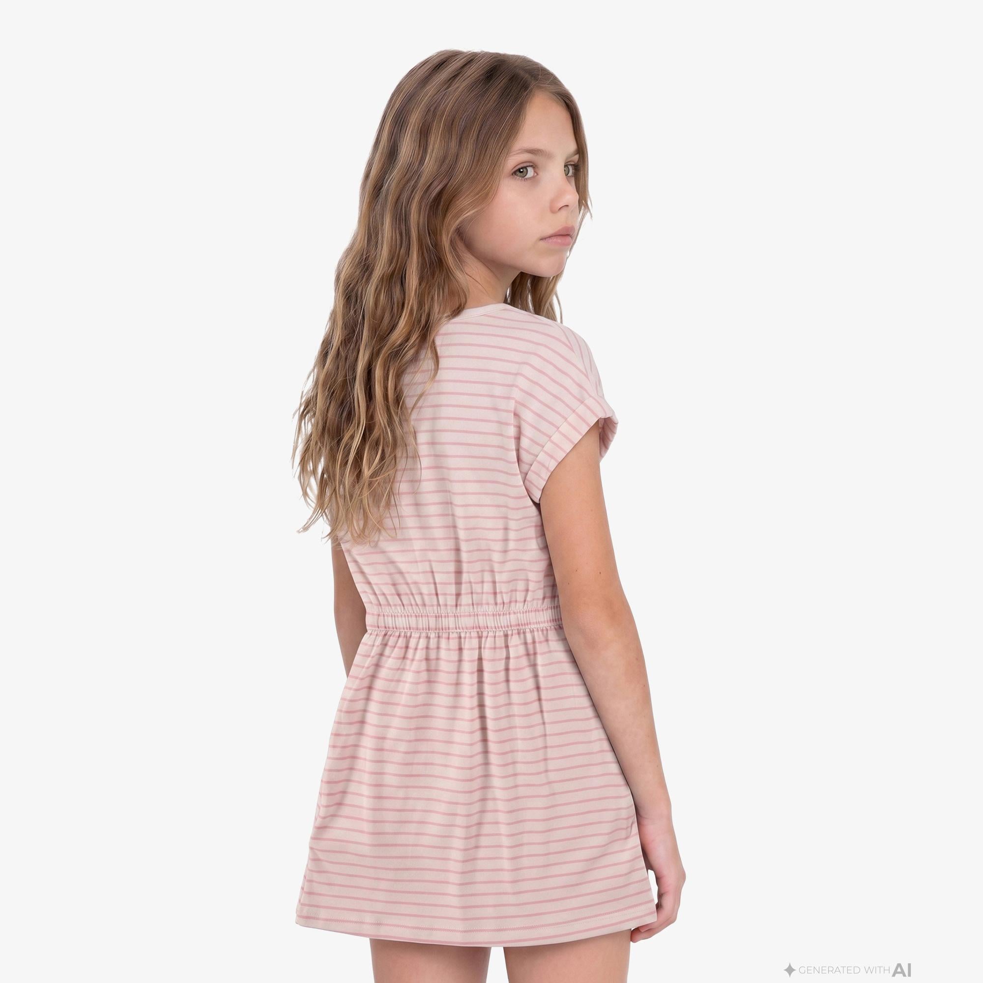 Calvin Klein Feeder Stripe Çocuk Pembe Elbise