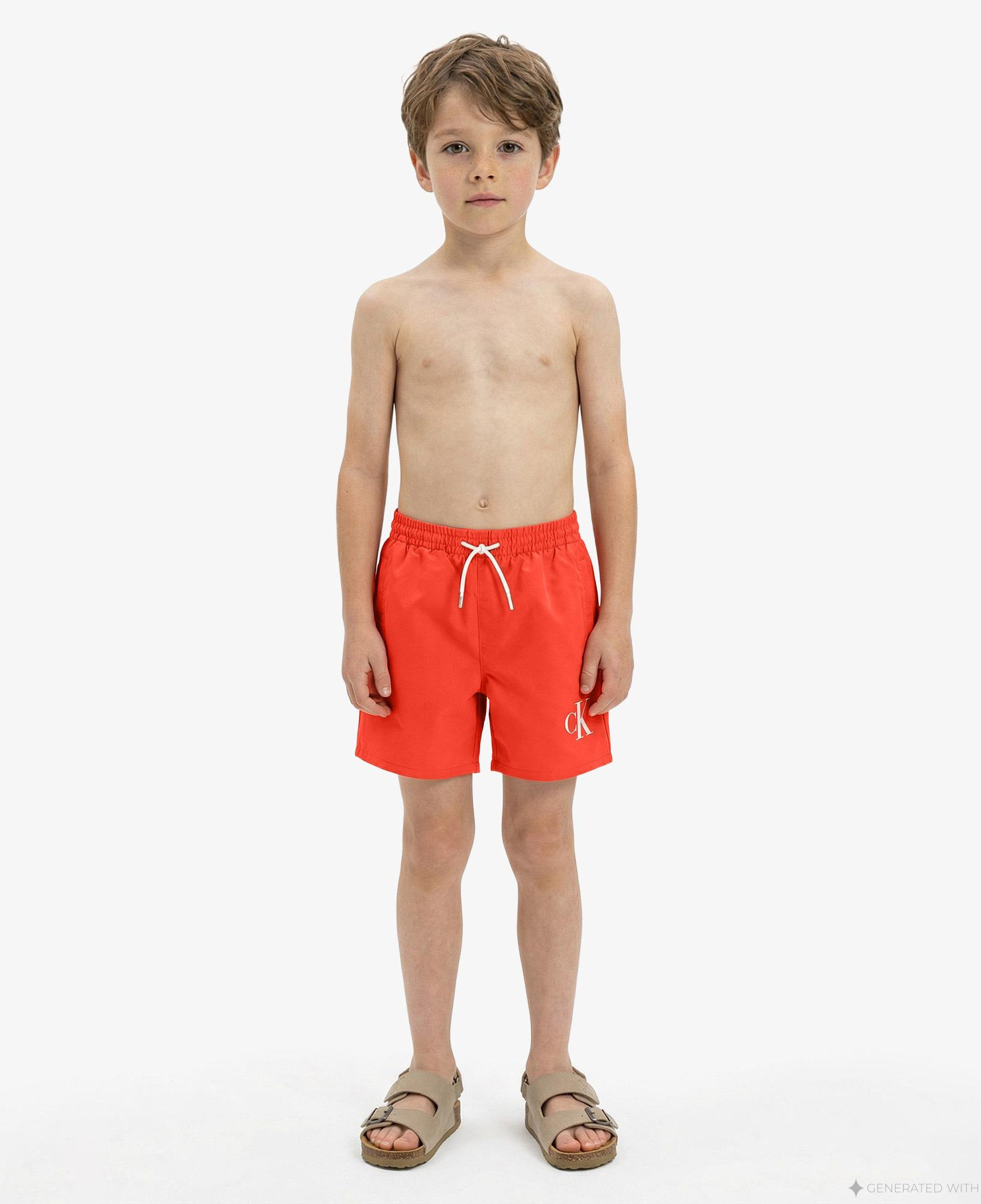 Calvin Klein Medium Drawstring Çocuk Kırmızı Deniz Şortu