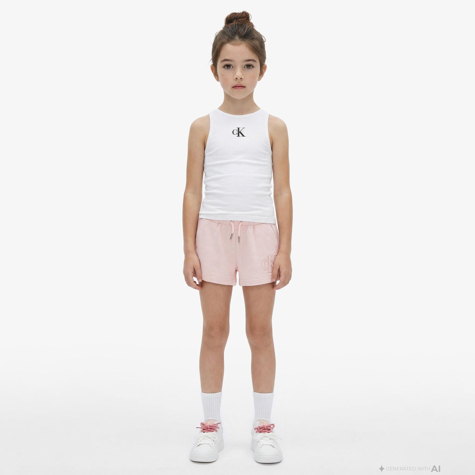 Calvin Klein Logo Knit Çocuk Pembe Şort