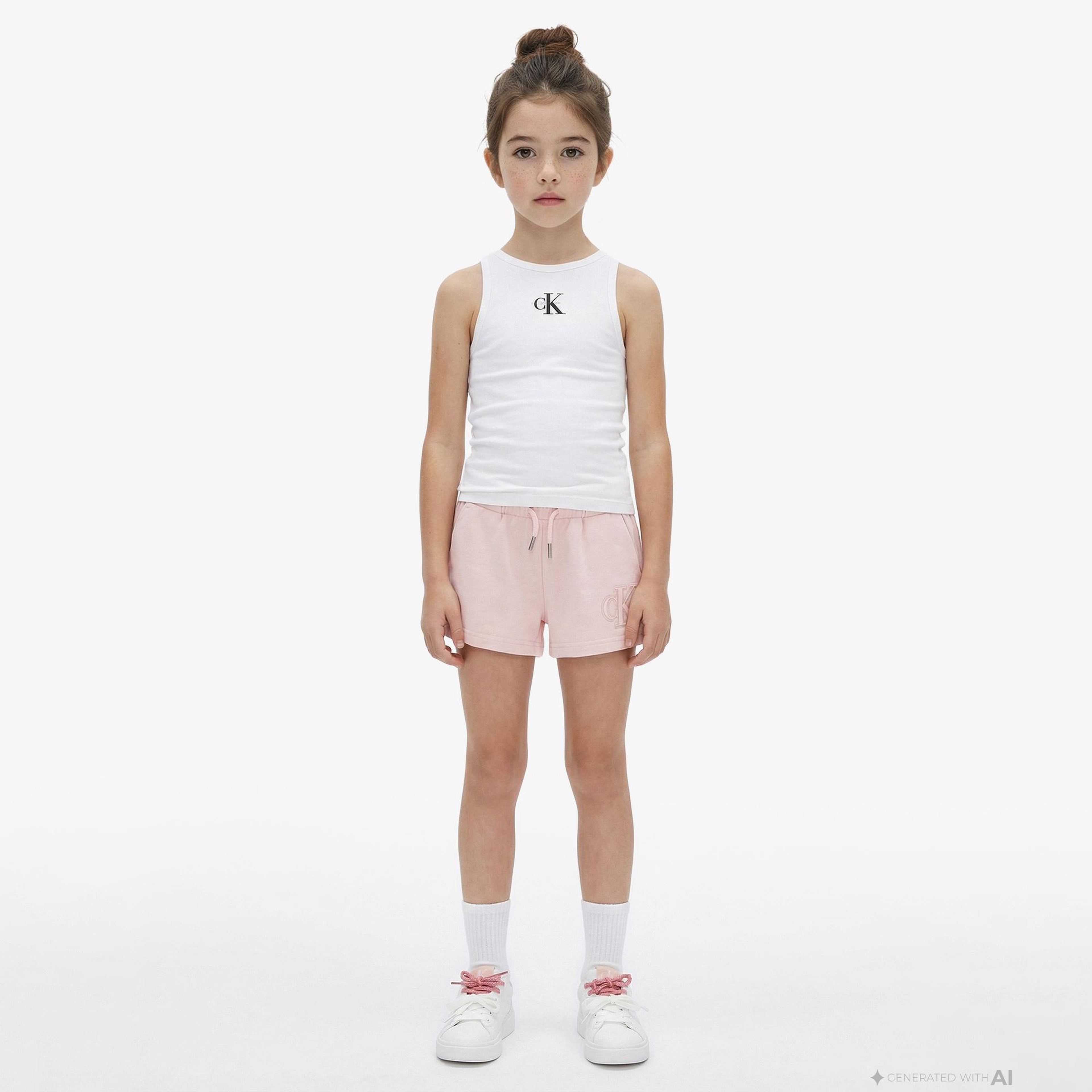 Calvin Klein Logo Knit Çocuk Pembe Şort