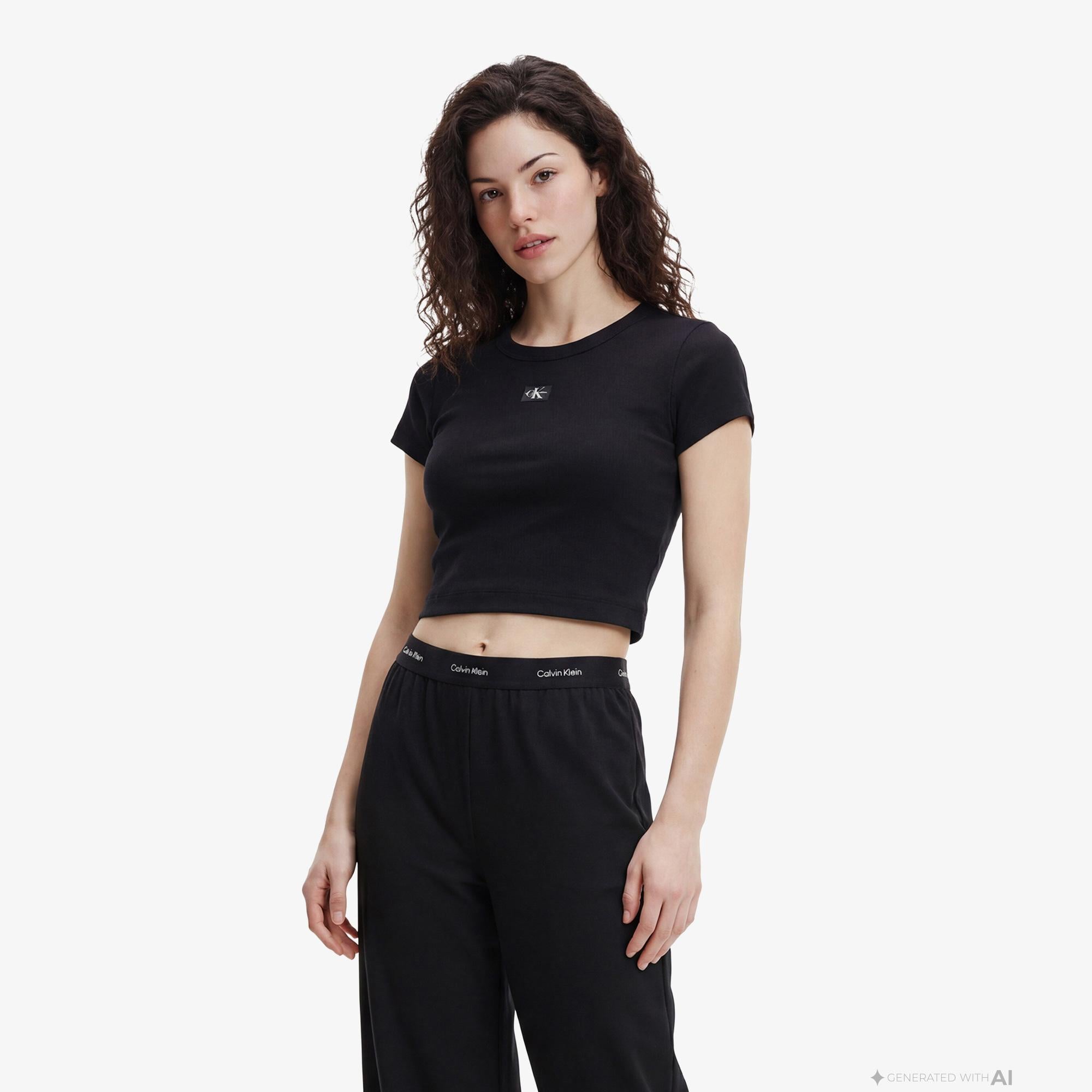 Calvin Klein Ponte Logo Kadın Siyah Eşofman Altı