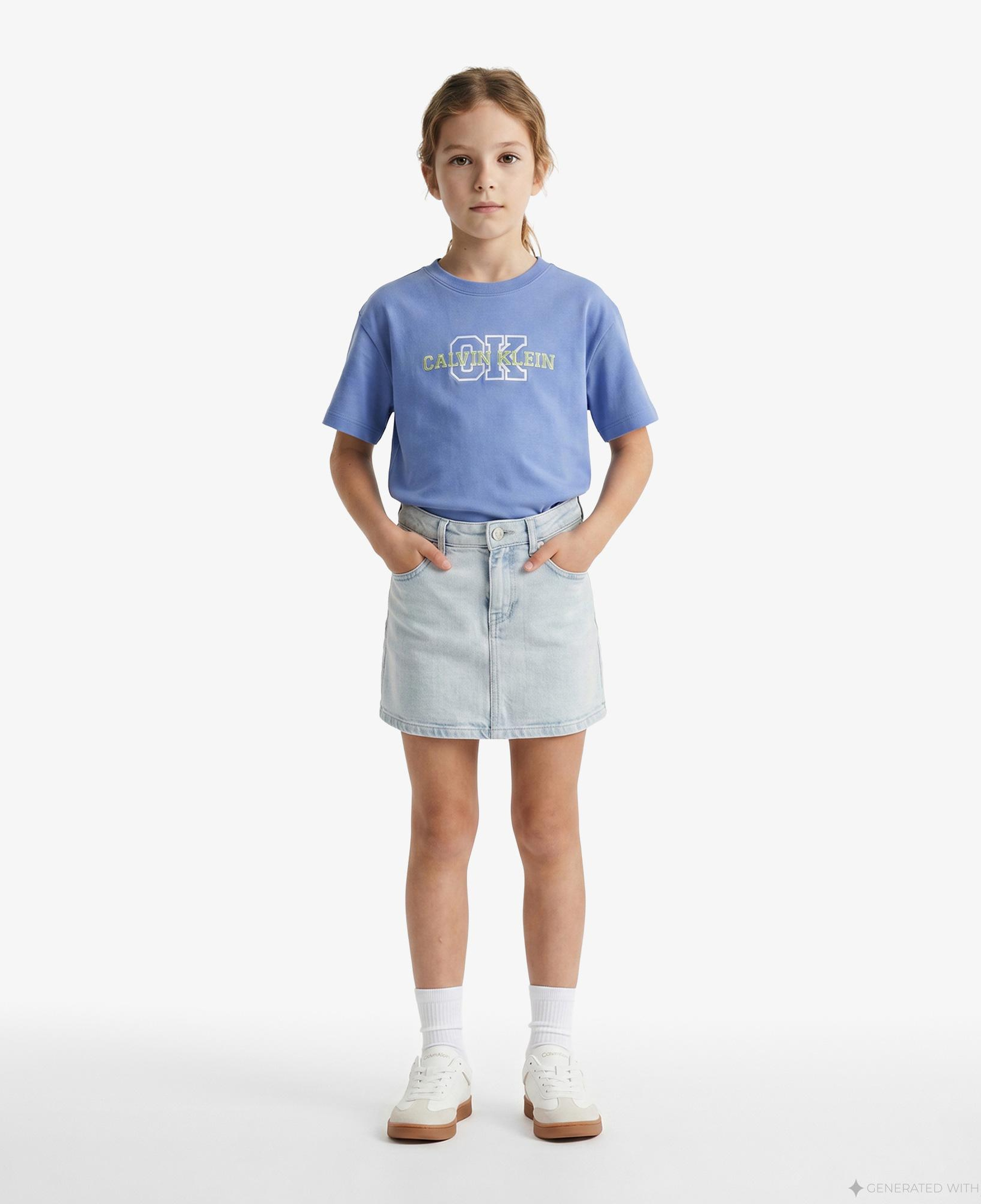 Calvin Klein Varsity Logo Çocuk Mavi T-Shirt